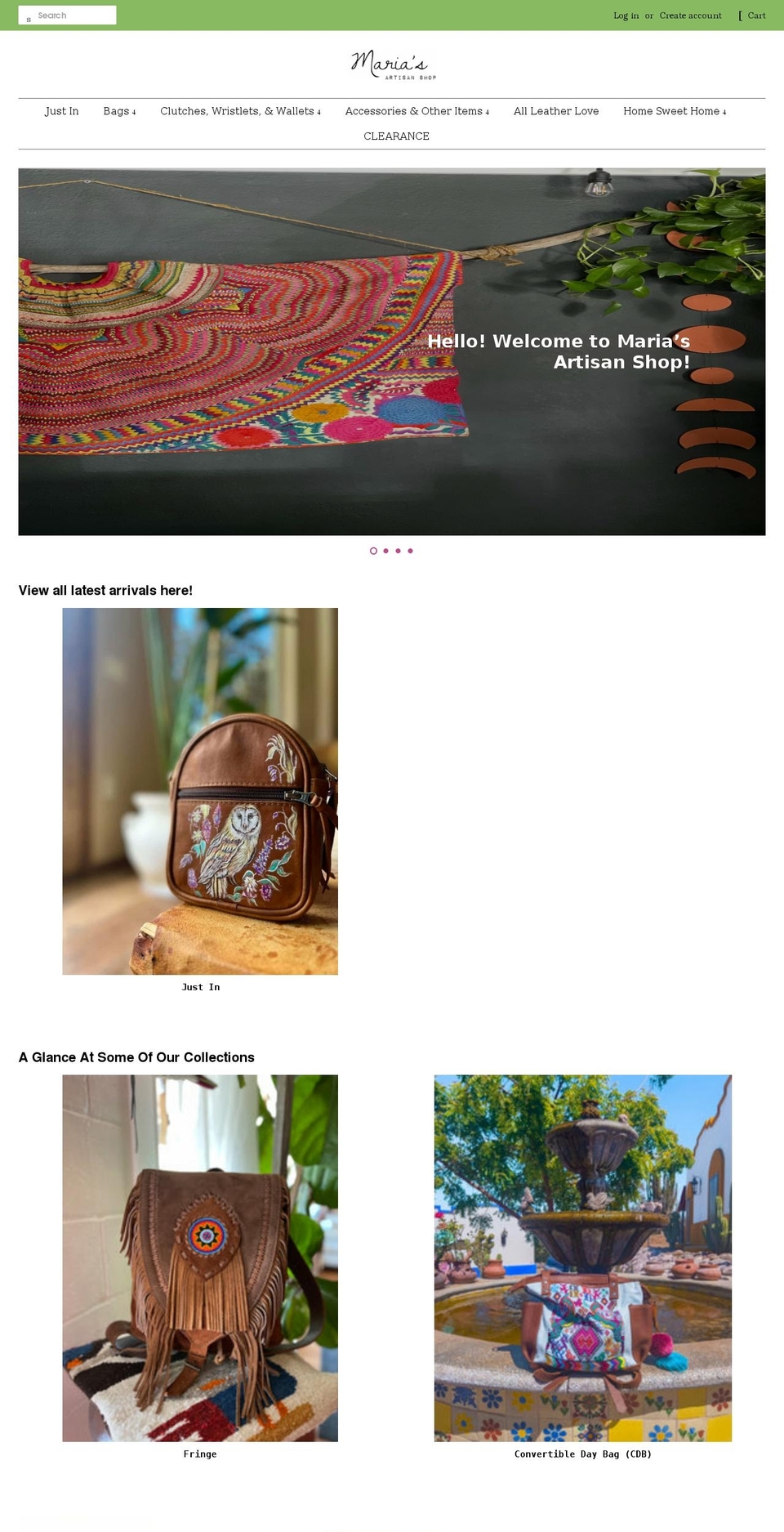mariasartisanshop.com shopify website screenshot