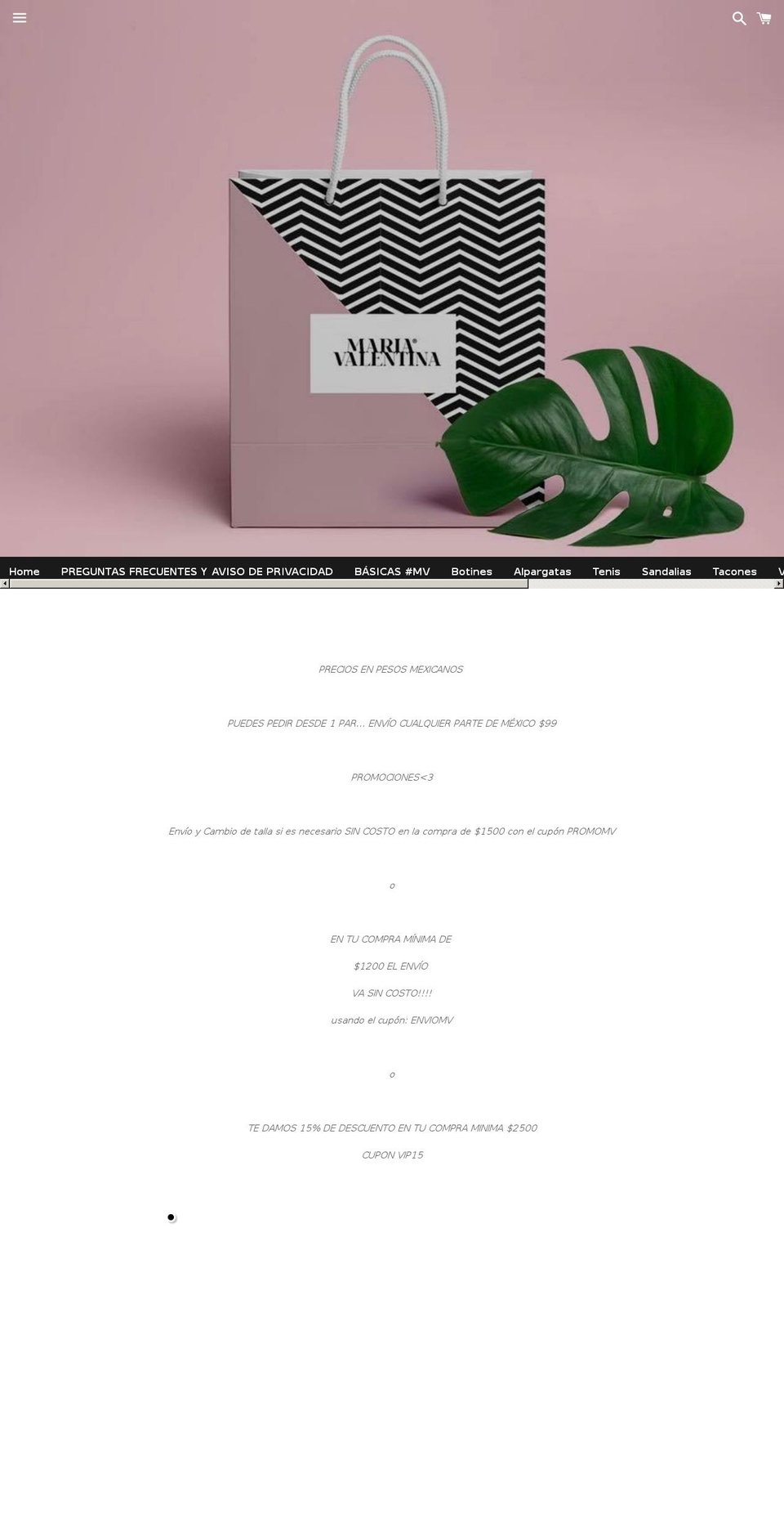 mariavalentinacancun.com — Shopify storefront screenshot