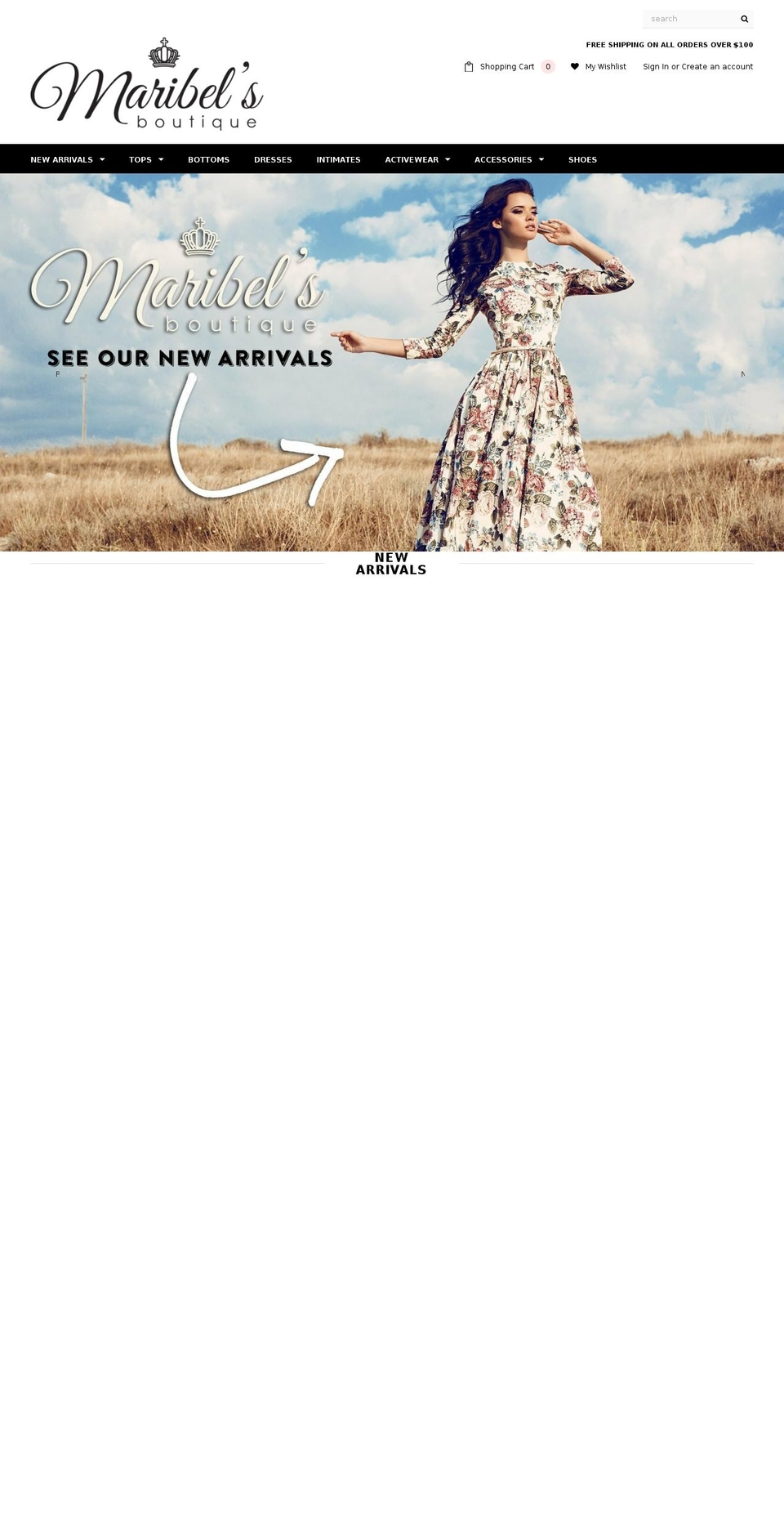 maribelsboutique.com shopify website screenshot
