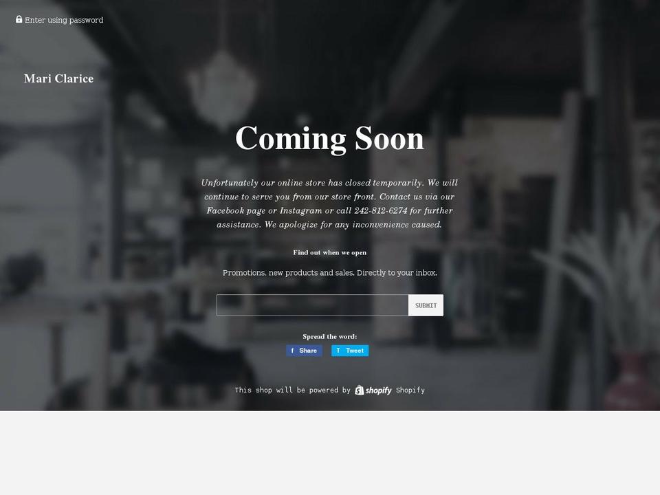 mariclarice.com shopify website screenshot