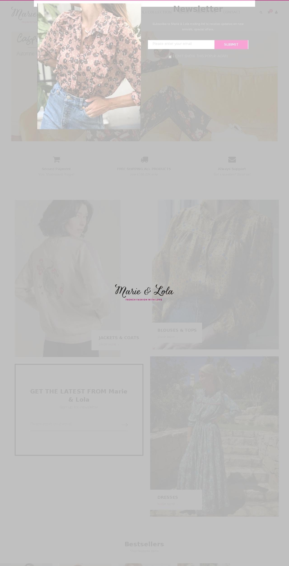 marieandlola.com shopify website screenshot