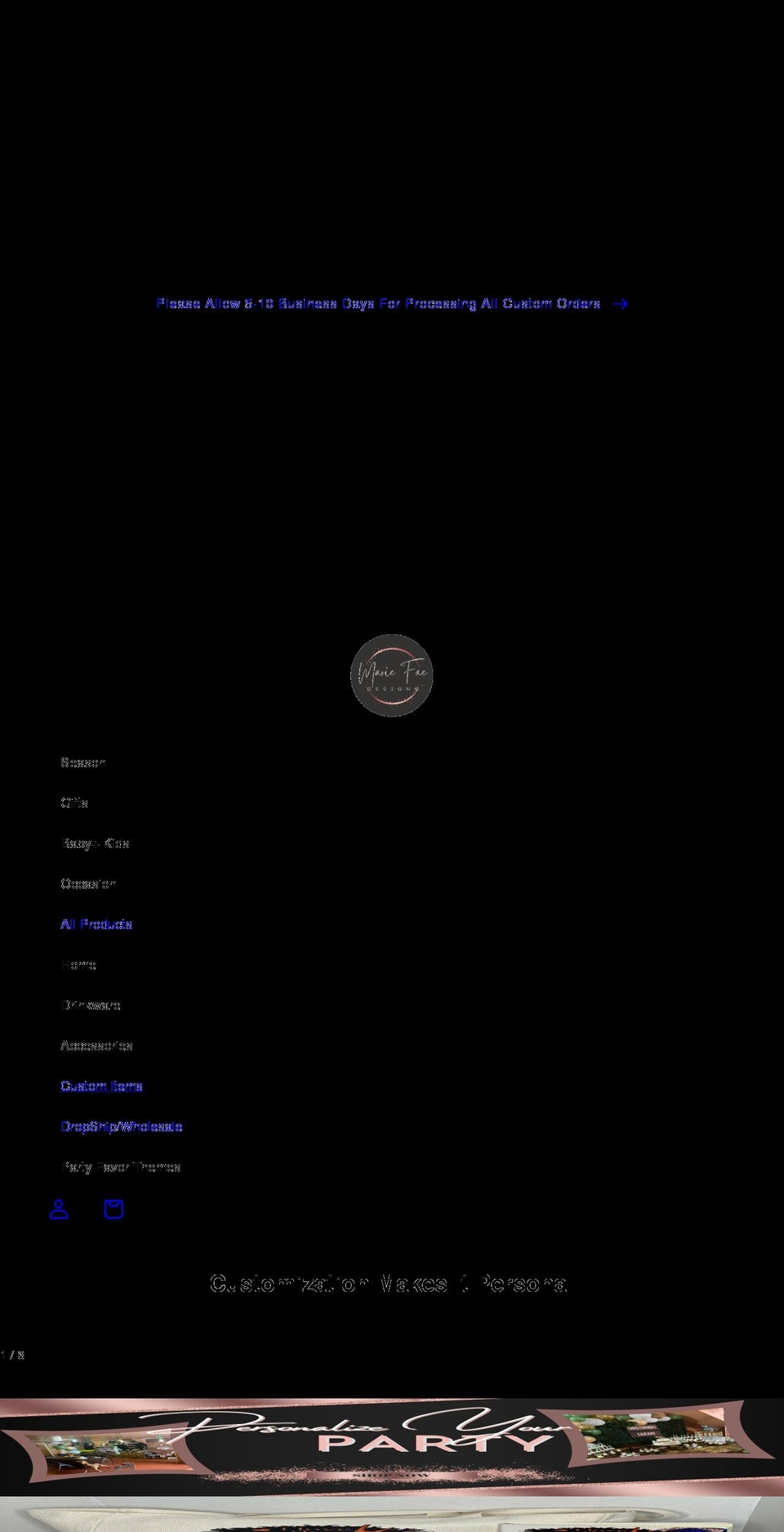 mariefaedesign.com shopify website screenshot