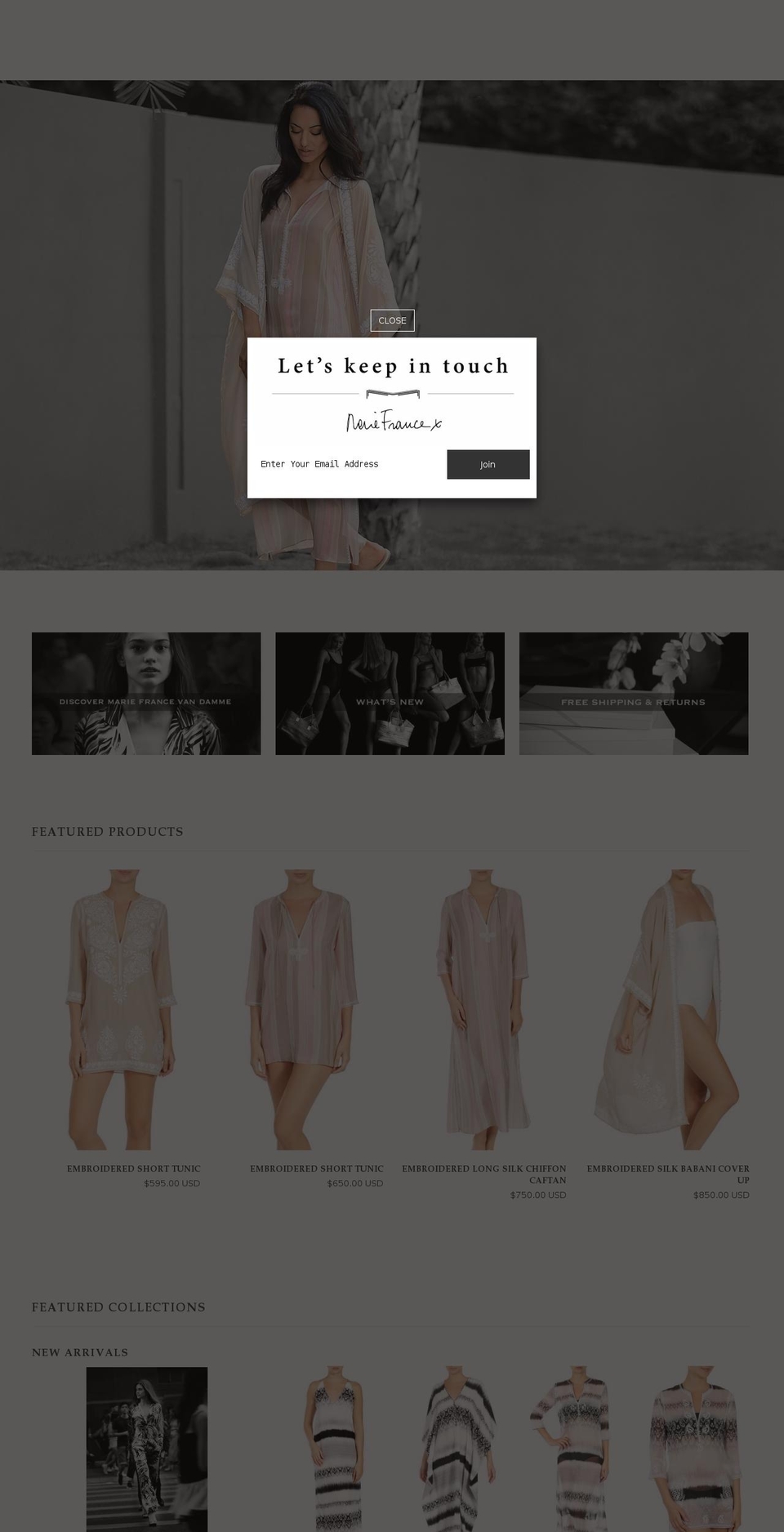 mariefrancevandamme.com shopify website screenshot