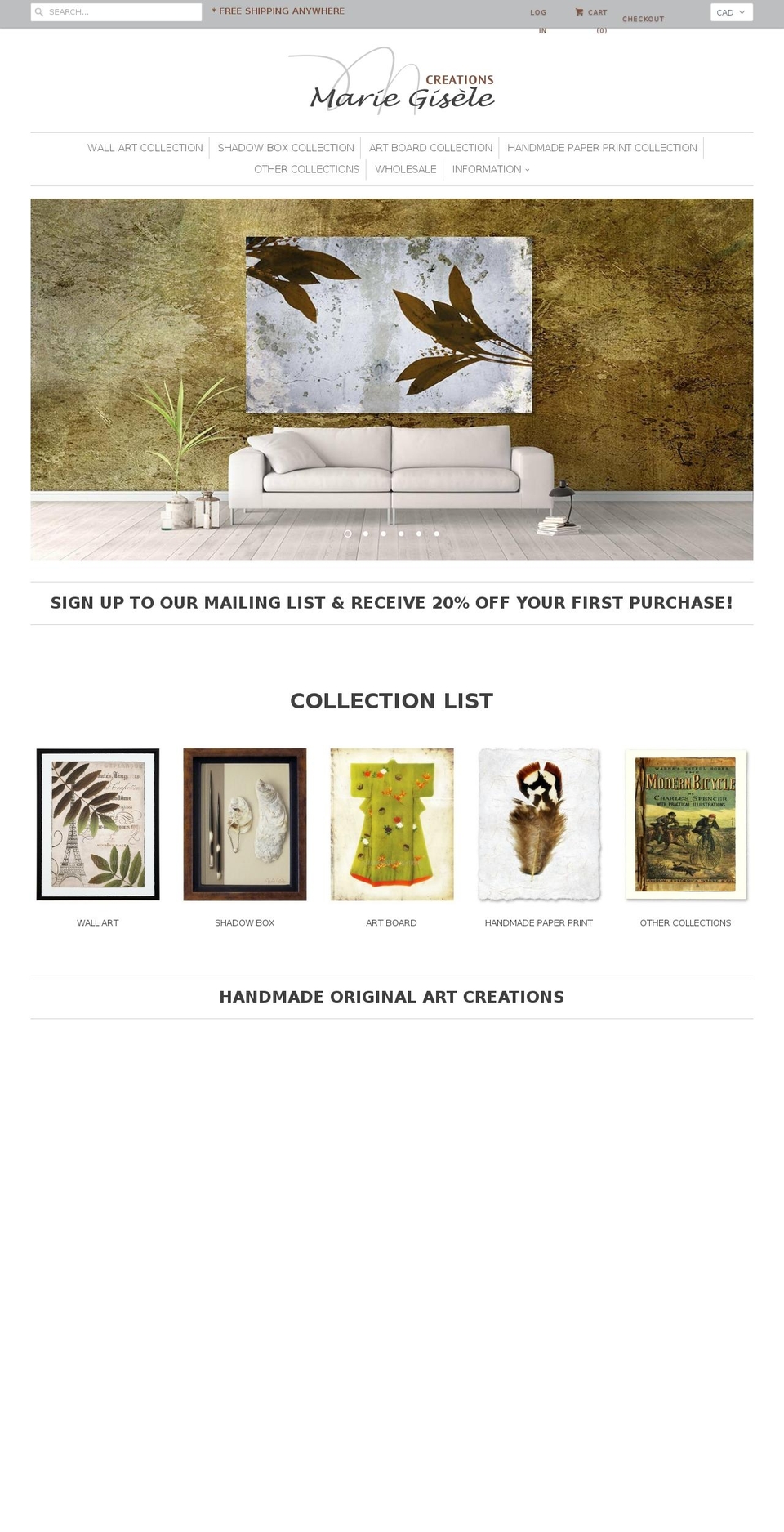 mariegisele.com — Shopify storefront screenshot