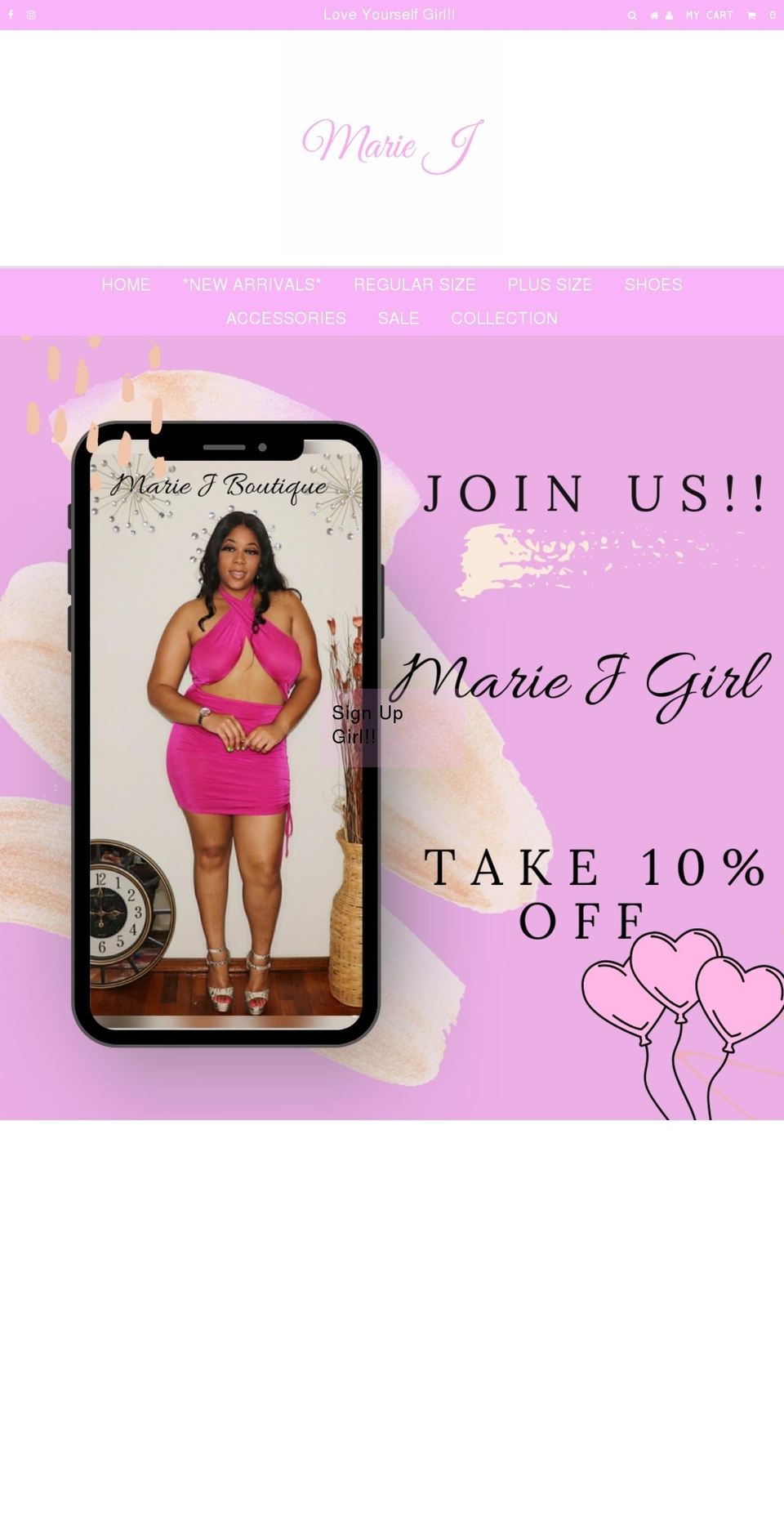 mariejboutique.com shopify website screenshot