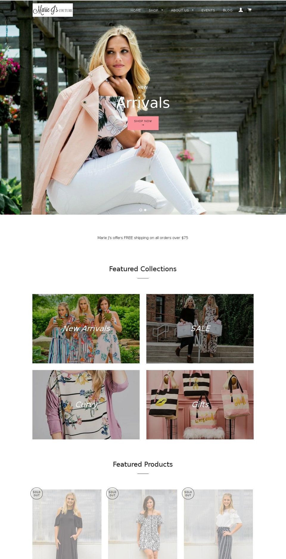 mariejscouture.com — Shopify storefront screenshot