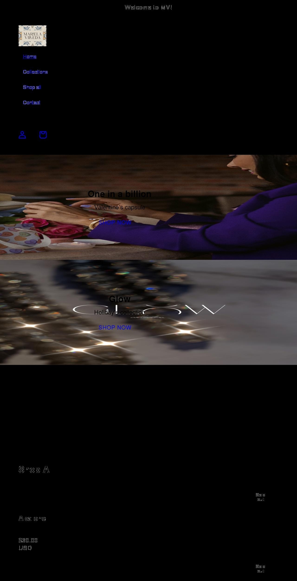 marielavilleda.com shopify website screenshot