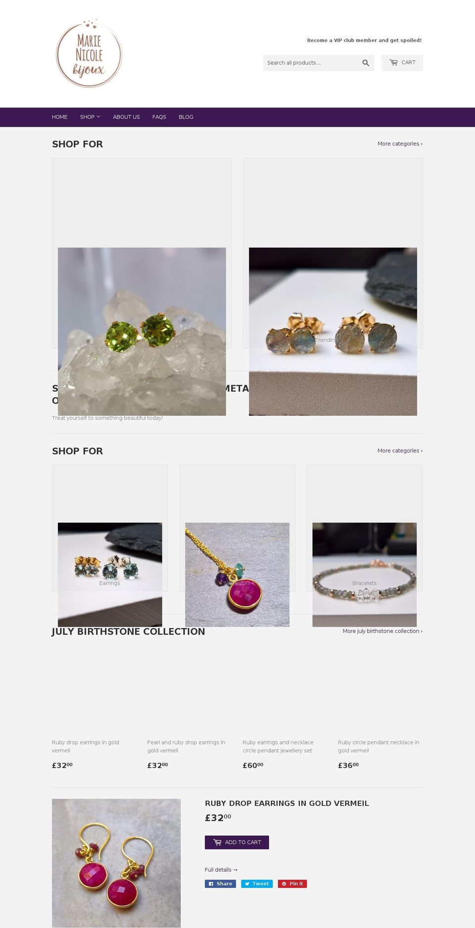 marienicolebijoux.com shopify website screenshot