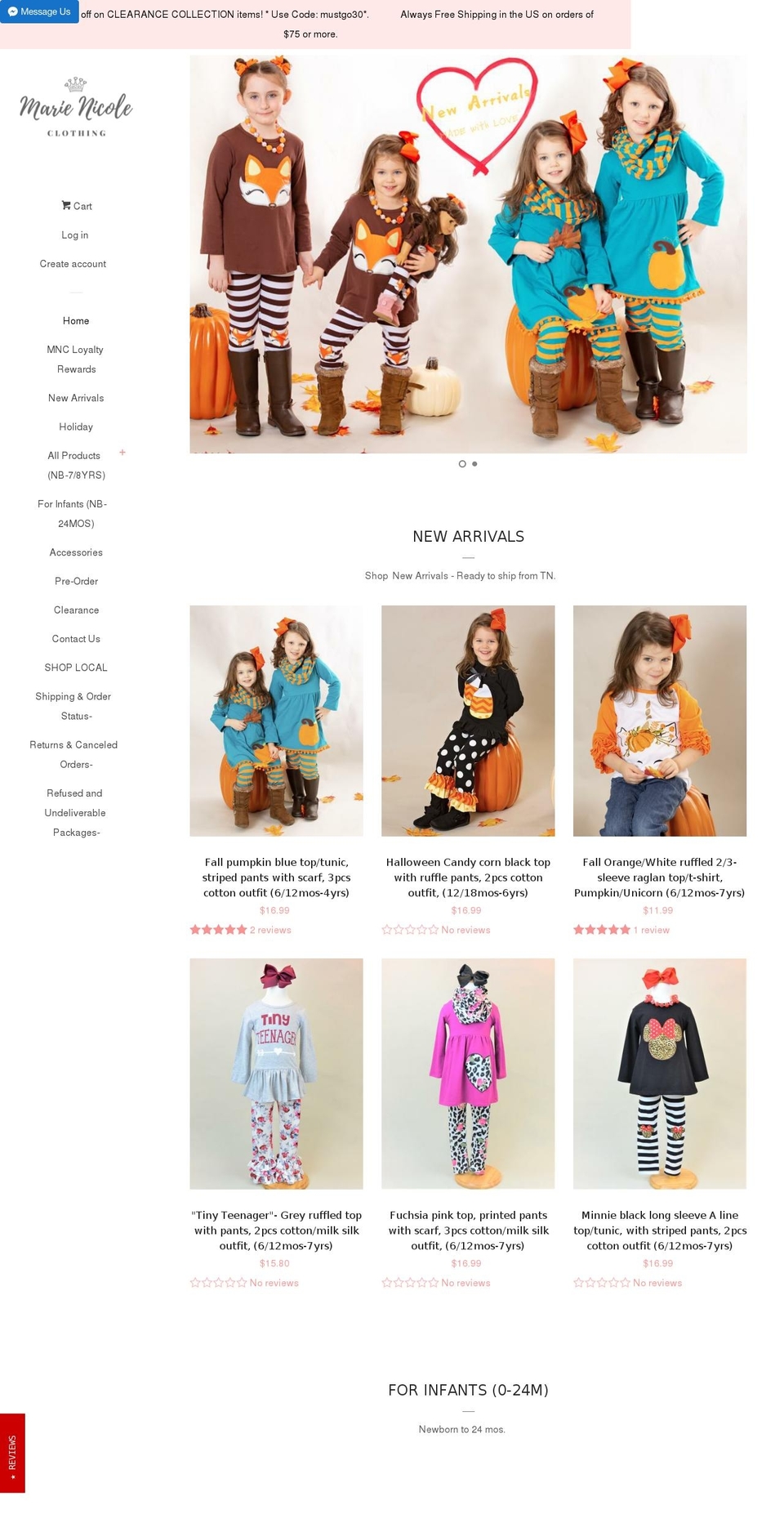 marienicoleclothing.com — Shopify storefront screenshot