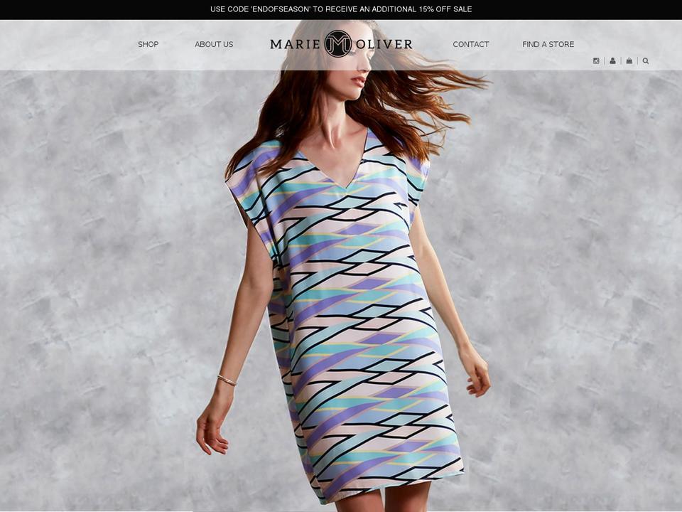 marieoliver.com shopify website screenshot