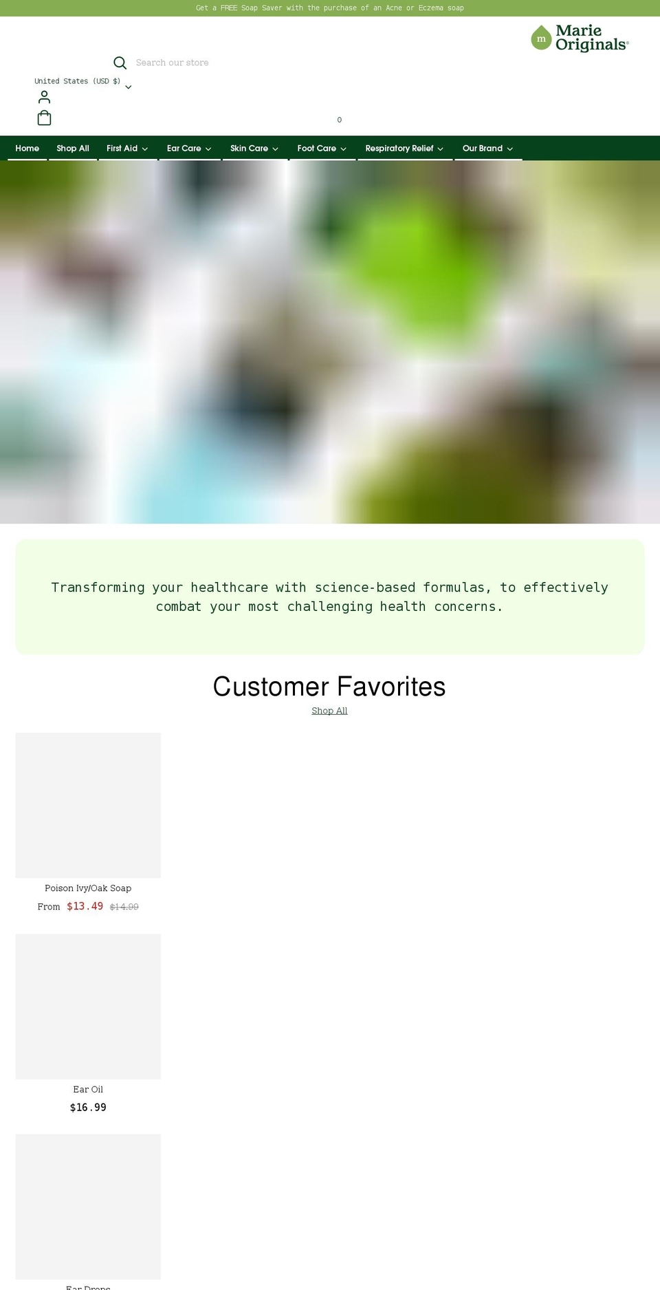 marieoriginals.com shopify website screenshot