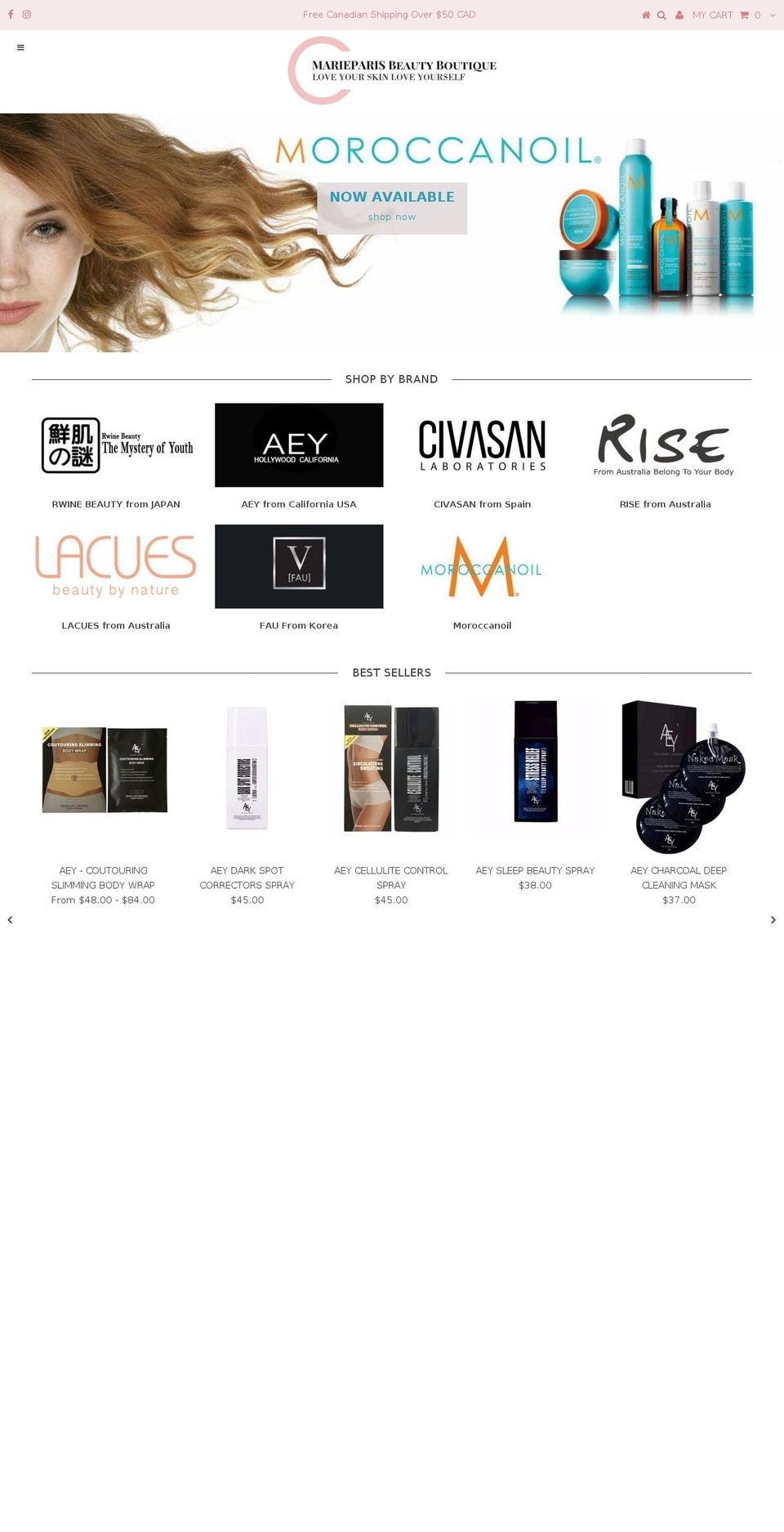 marieparisbeauty.com — Shopify storefront screenshot
