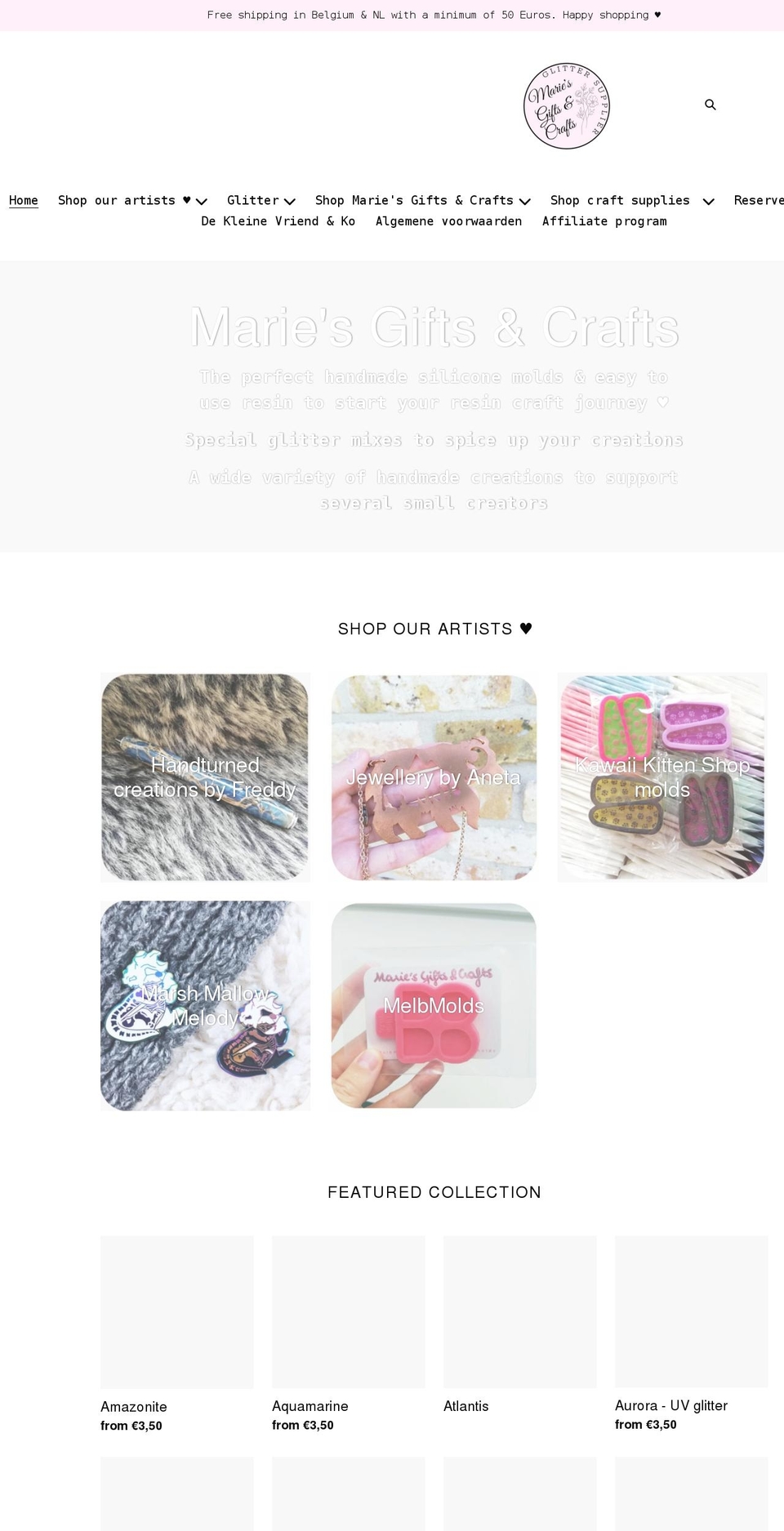 mariesgiftsandcrafts.com shopify website screenshot