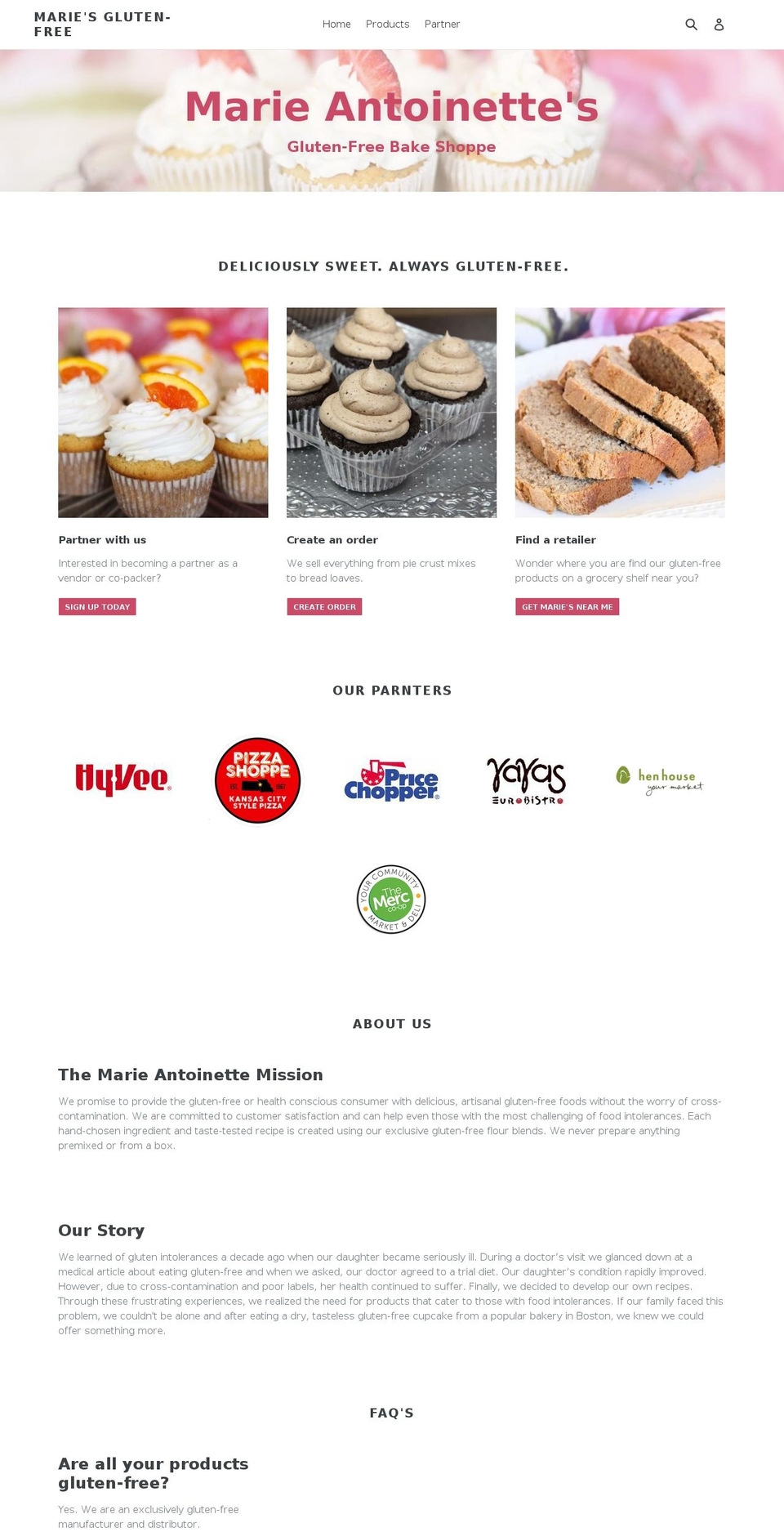 mariesglutenfree.com shopify website screenshot