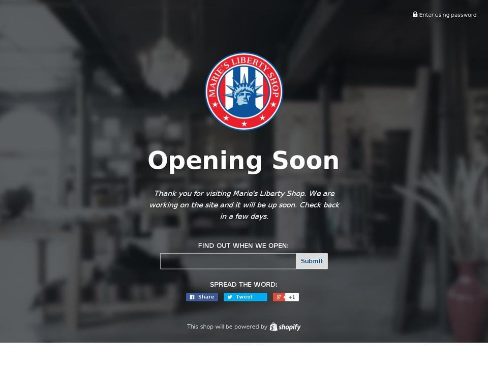 marieslibertyshop.com shopify website screenshot