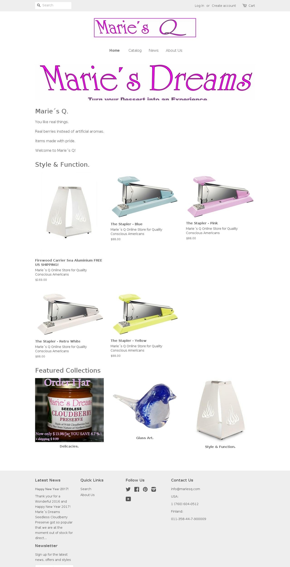 mariesq.com — Shopify storefront screenshot