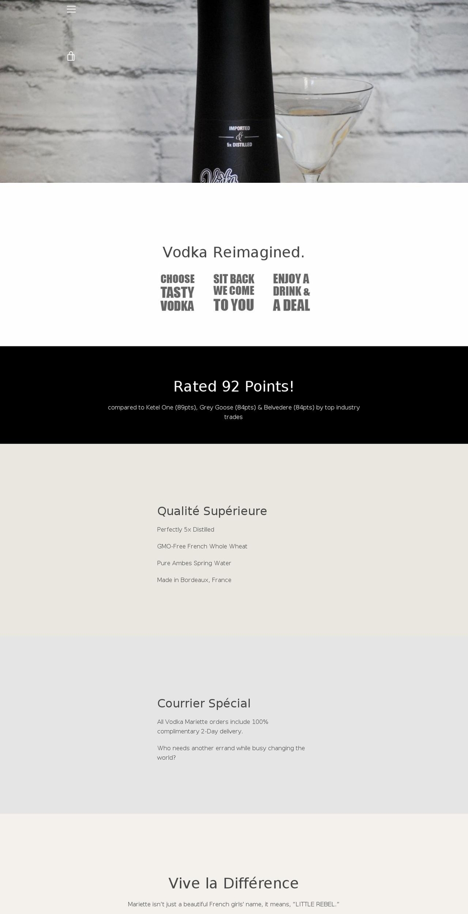 mariettevodka.com — Shopify storefront screenshot