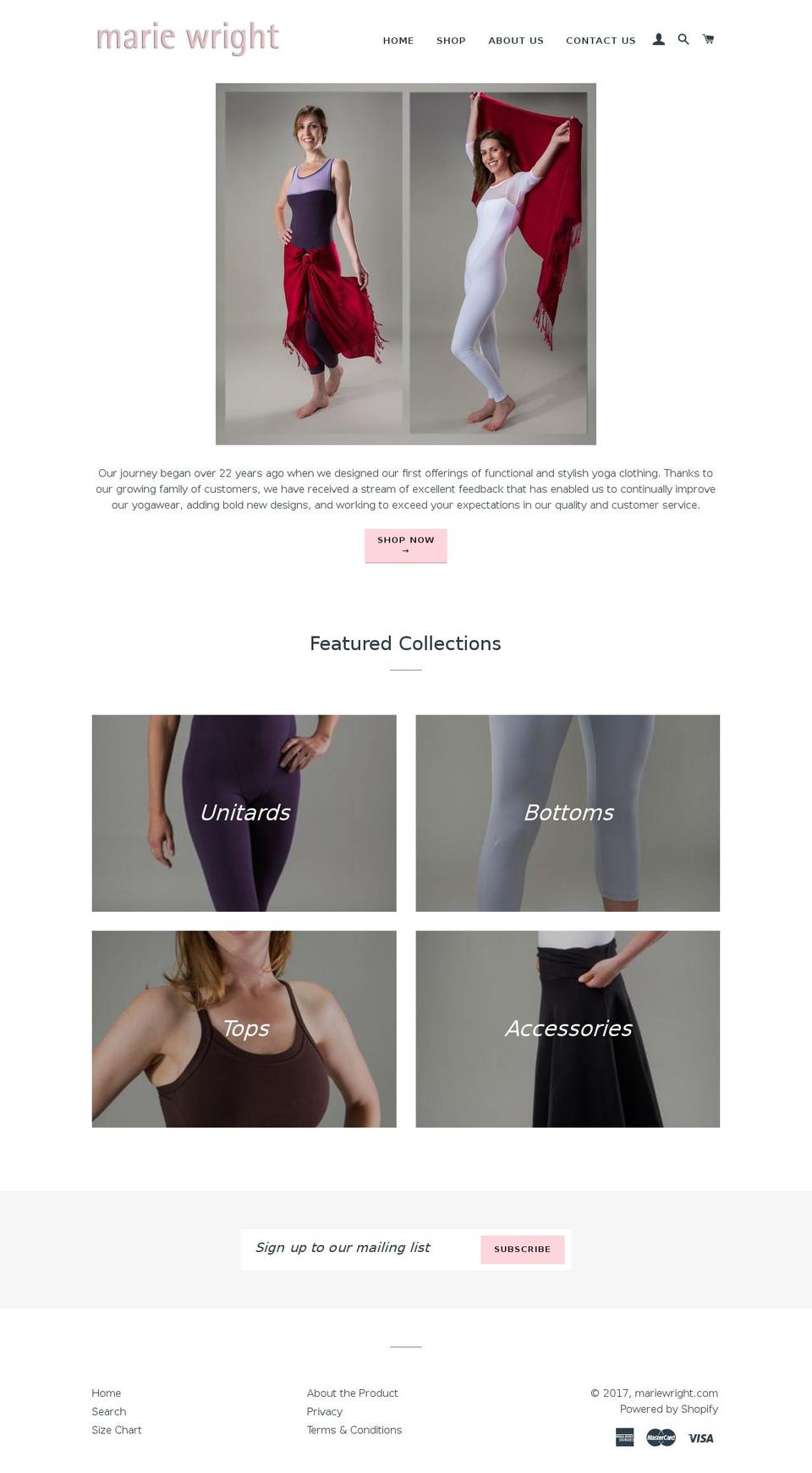 mariewright.com shopify website screenshot