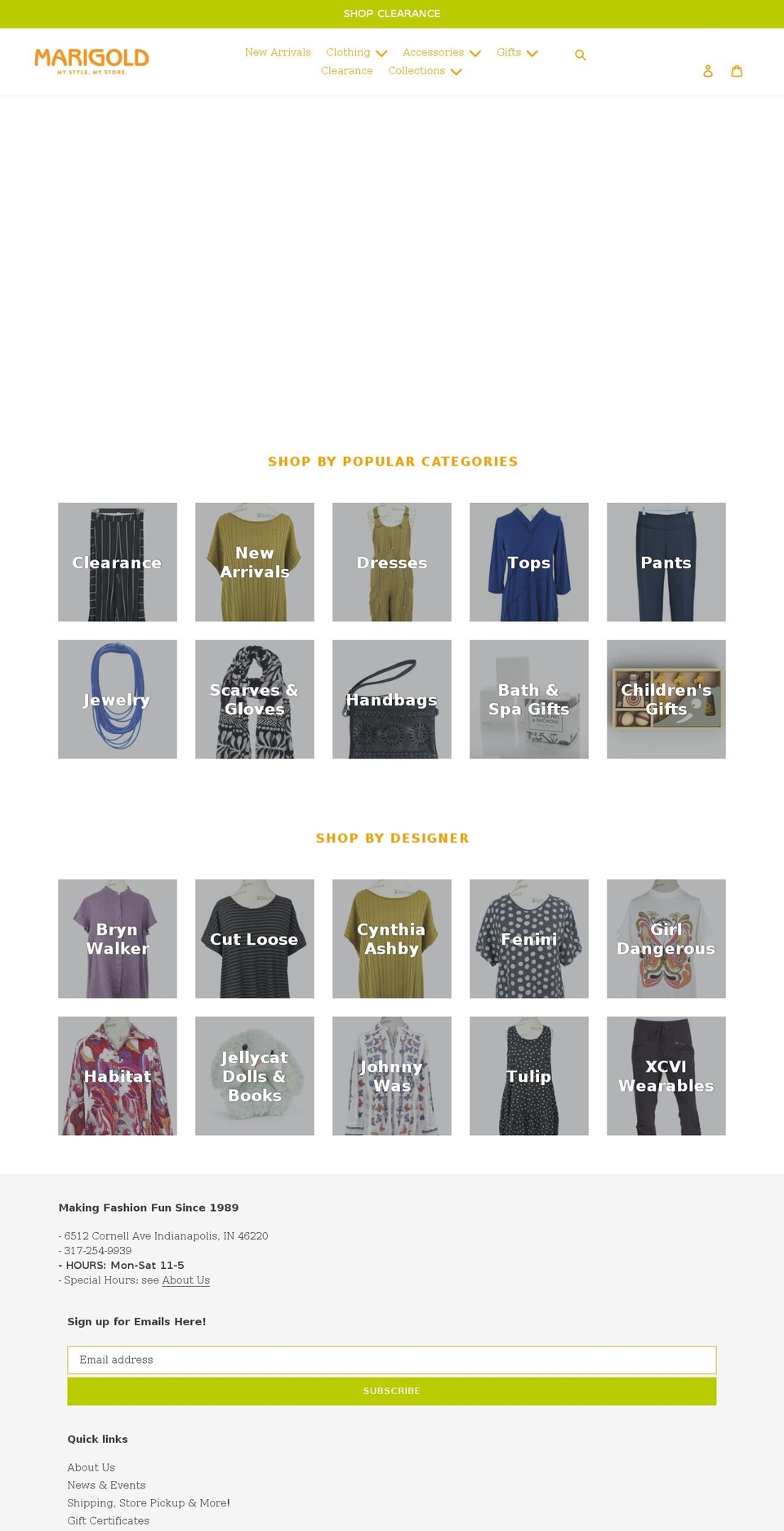 marigoldclothing.com shopify website screenshot