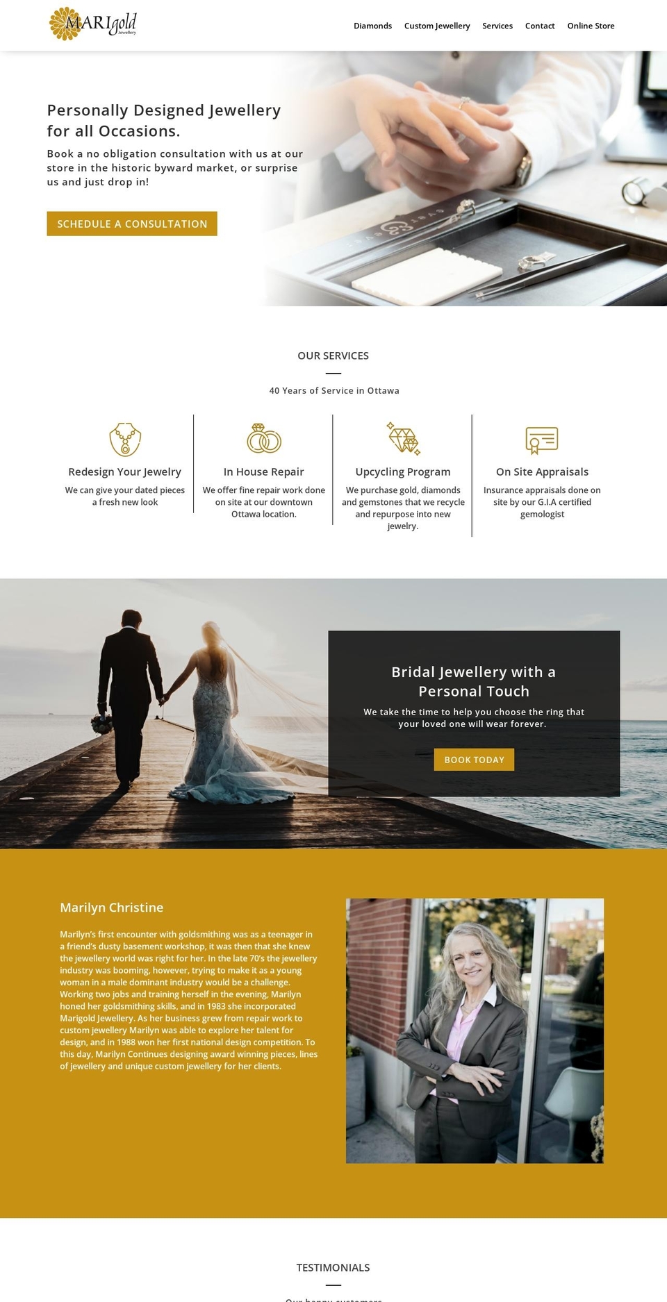 marigoldjewellerydesign.com — Shopify storefront screenshot
