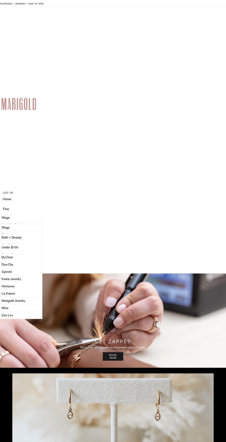 marigoldjewelry.com shopify website screenshot