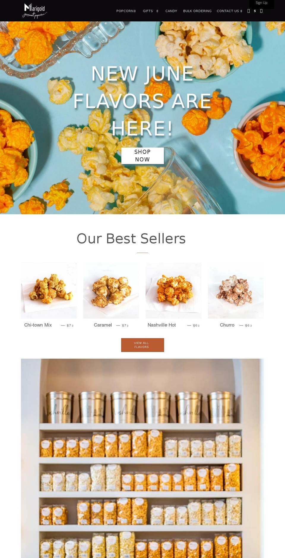 marigoldpopcorn.com shopify website screenshot