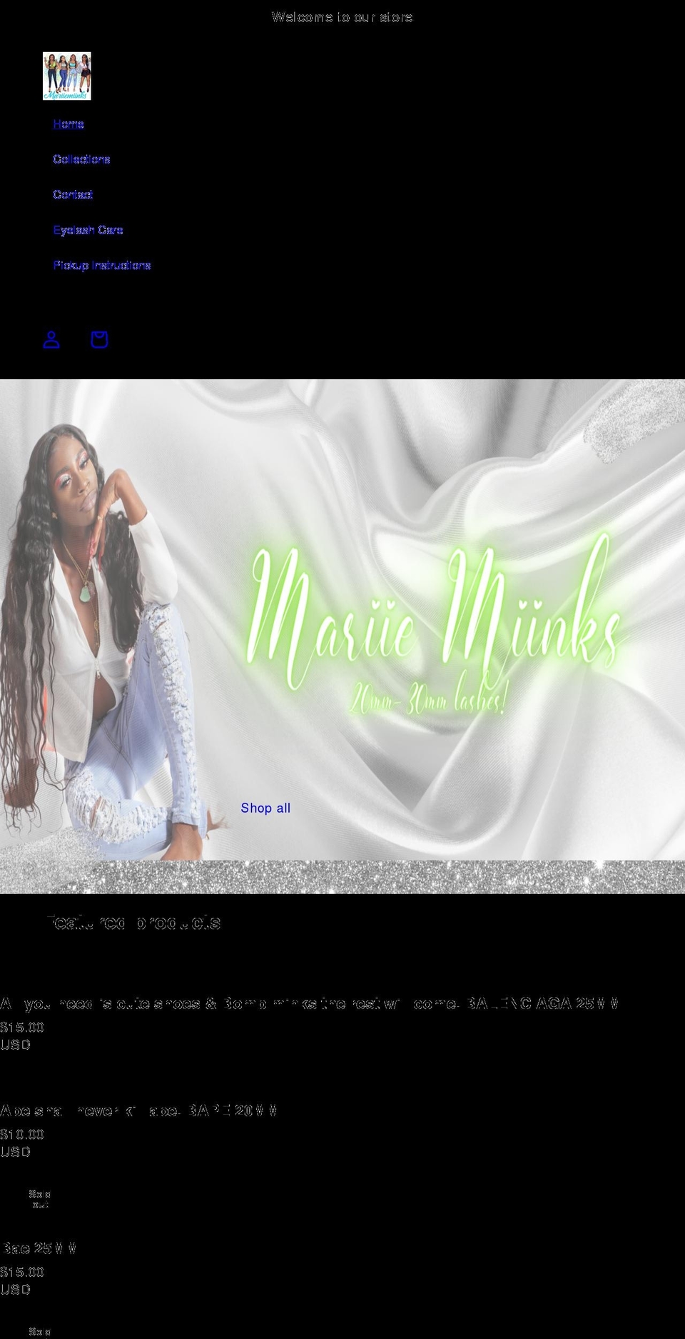 mariiemiinks.com shopify website screenshot