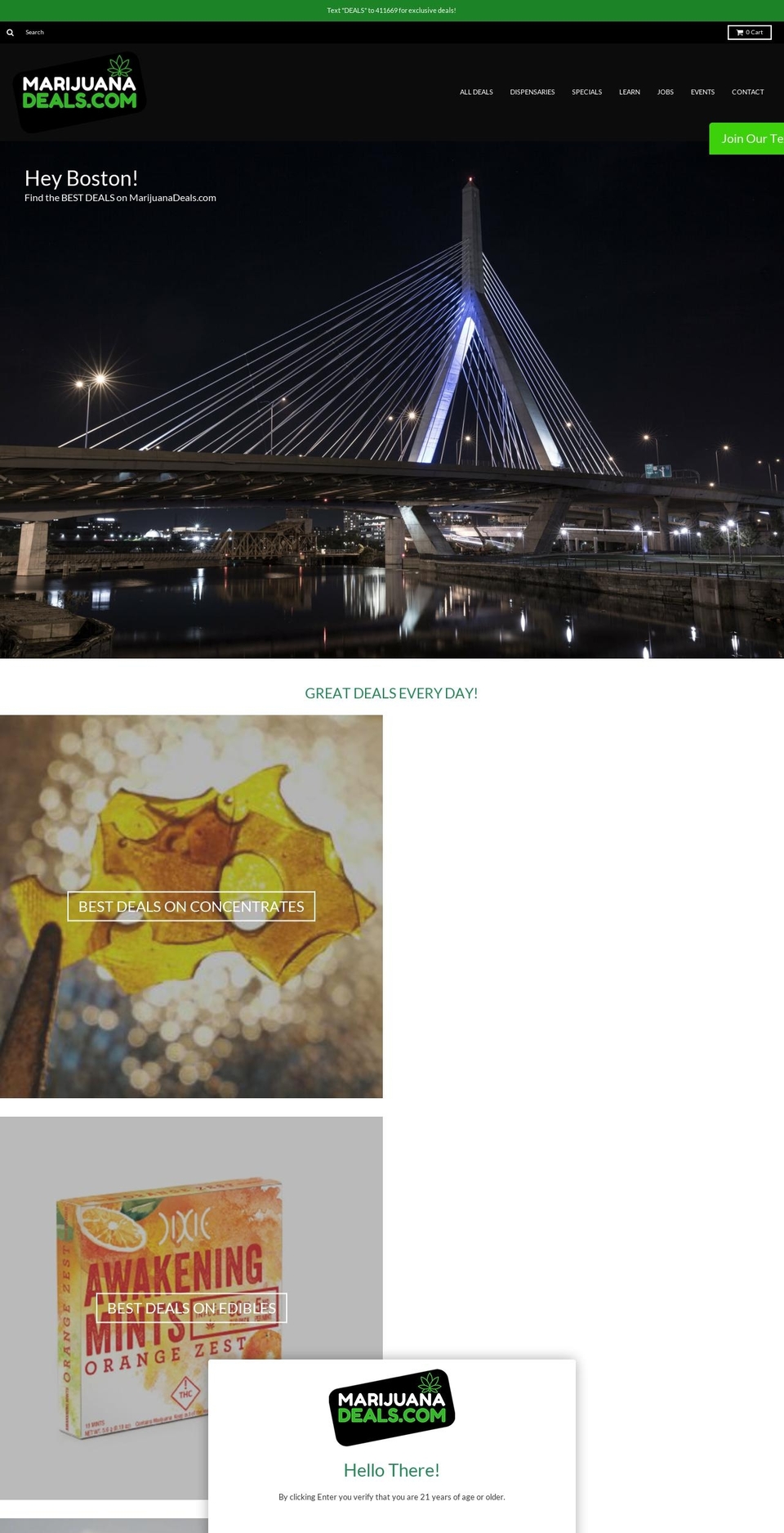 marijuanadeals.com shopify website screenshot