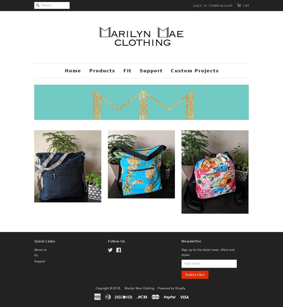 marilynmaeclothing.com — Shopify storefront screenshot
