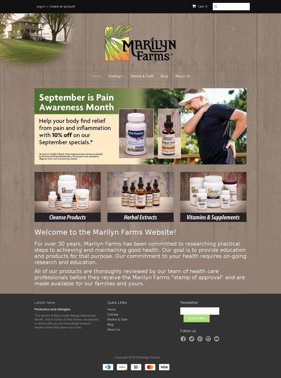 marilynsfarm.net shopify website screenshot
