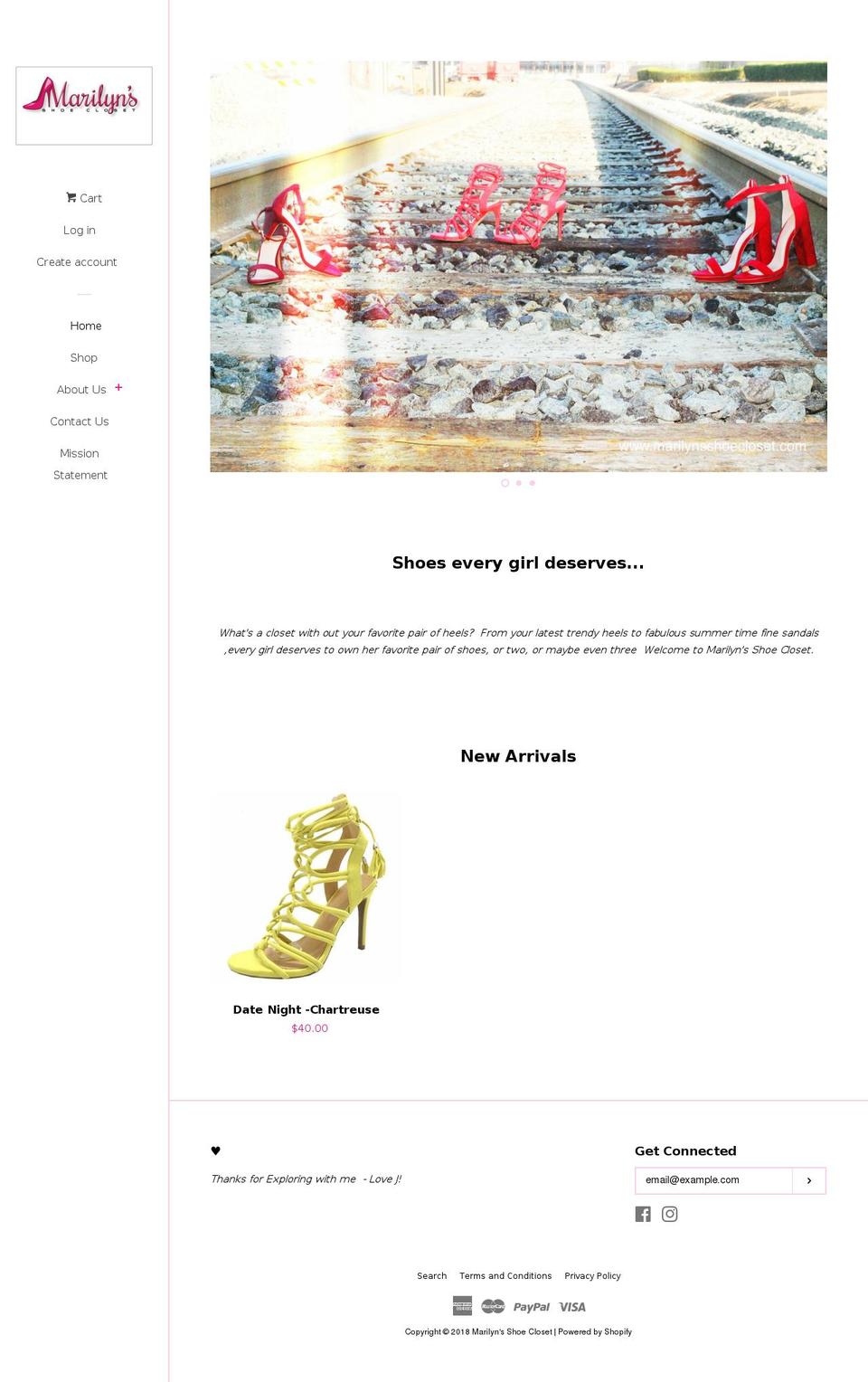 marilynsshoecloset.com — Shopify storefront screenshot