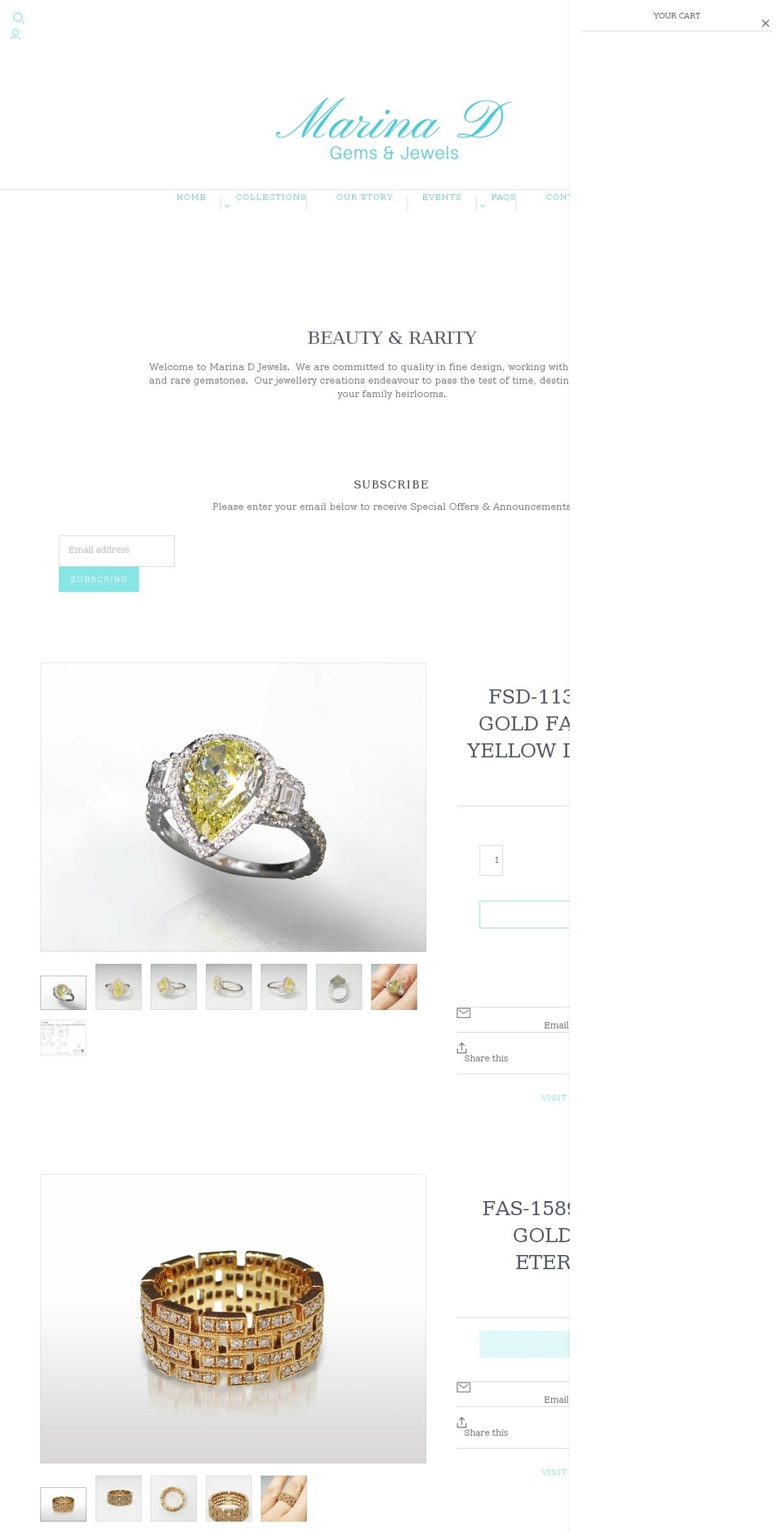 marinadjewels.com — Shopify storefront screenshot