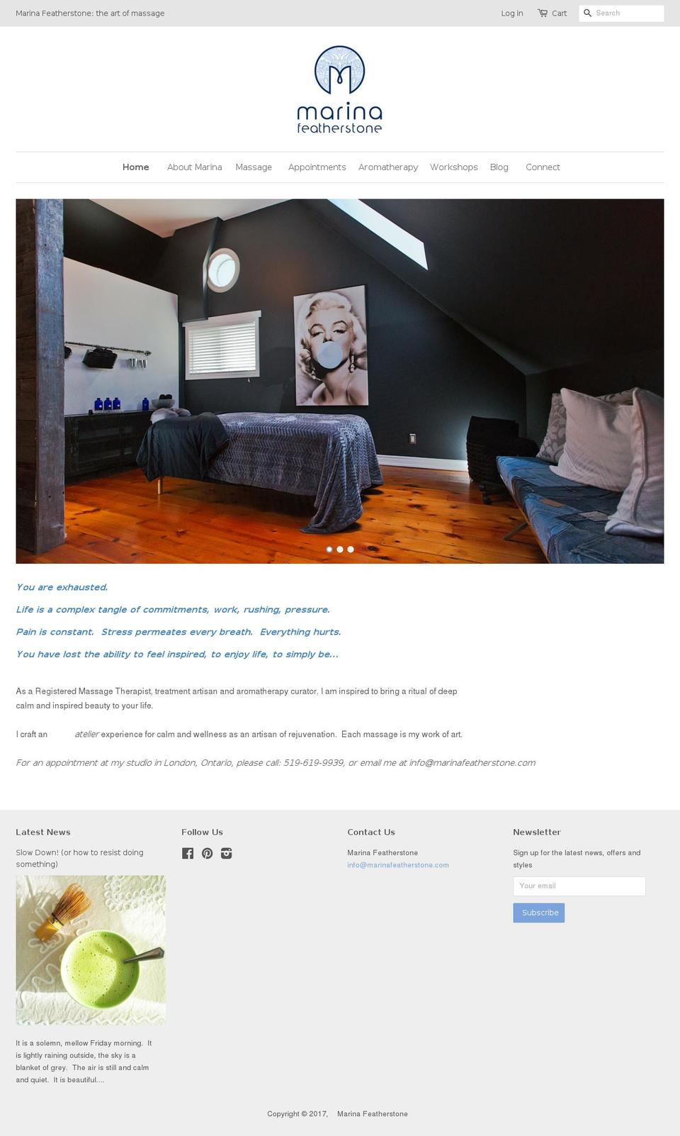 marinafeatherstone.com shopify website screenshot