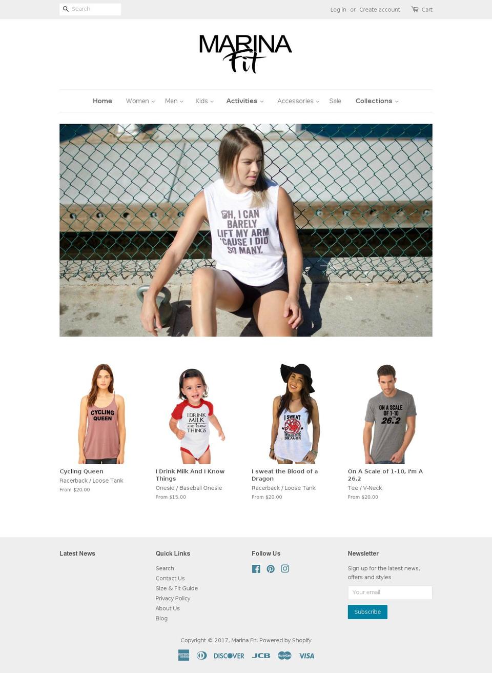 marinafitbaby.com shopify website screenshot