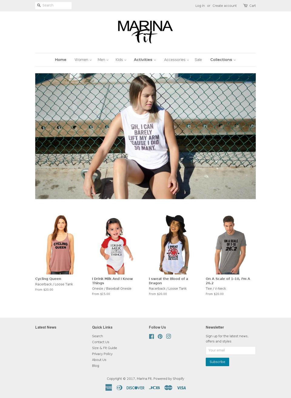 marinafitlife.com shopify website screenshot