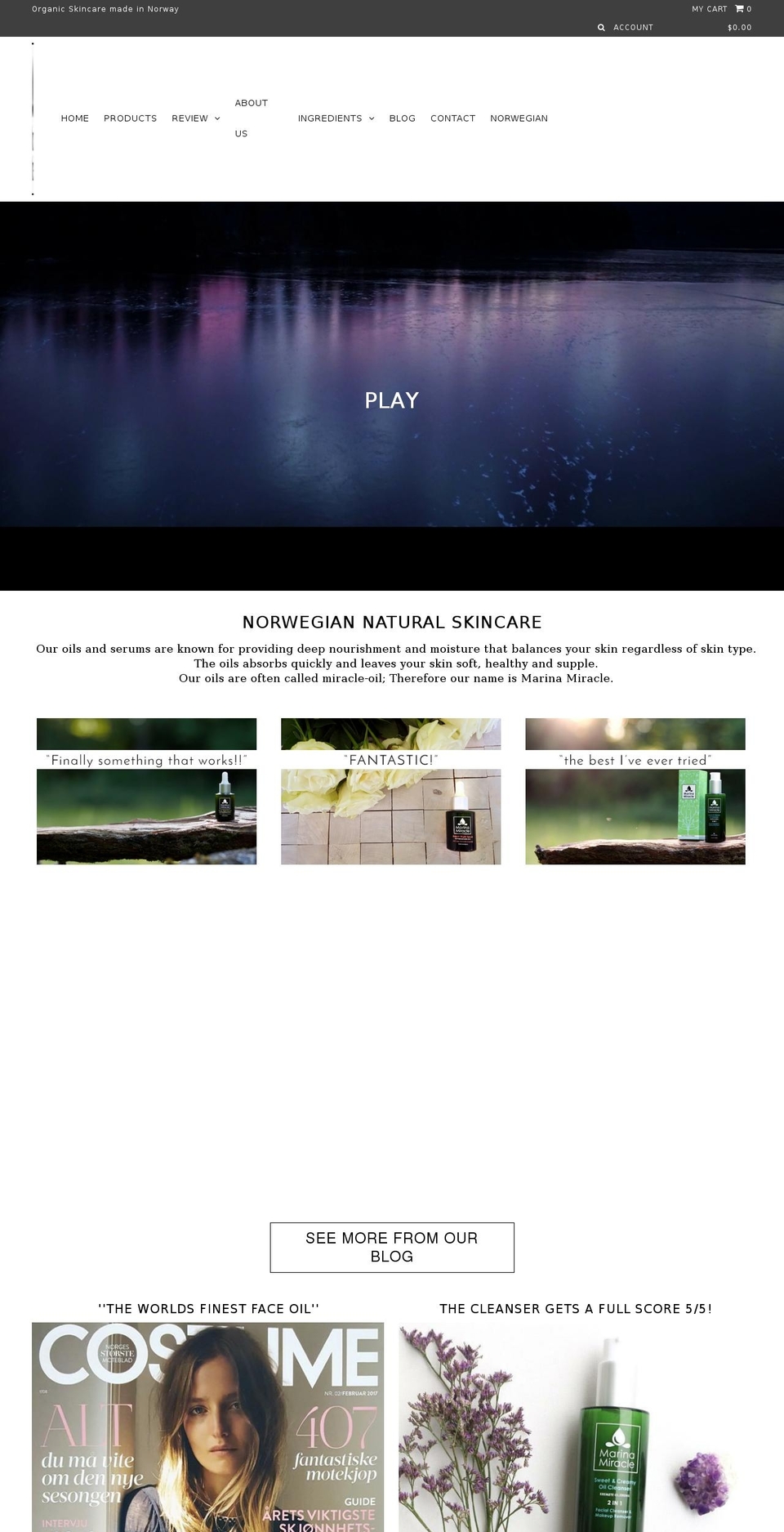 marinamiracle.com shopify website screenshot