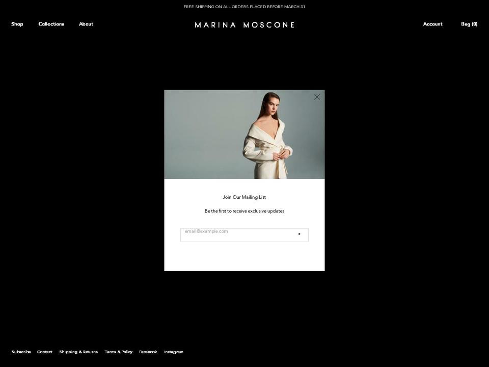 marinamoscone.com shopify website screenshot