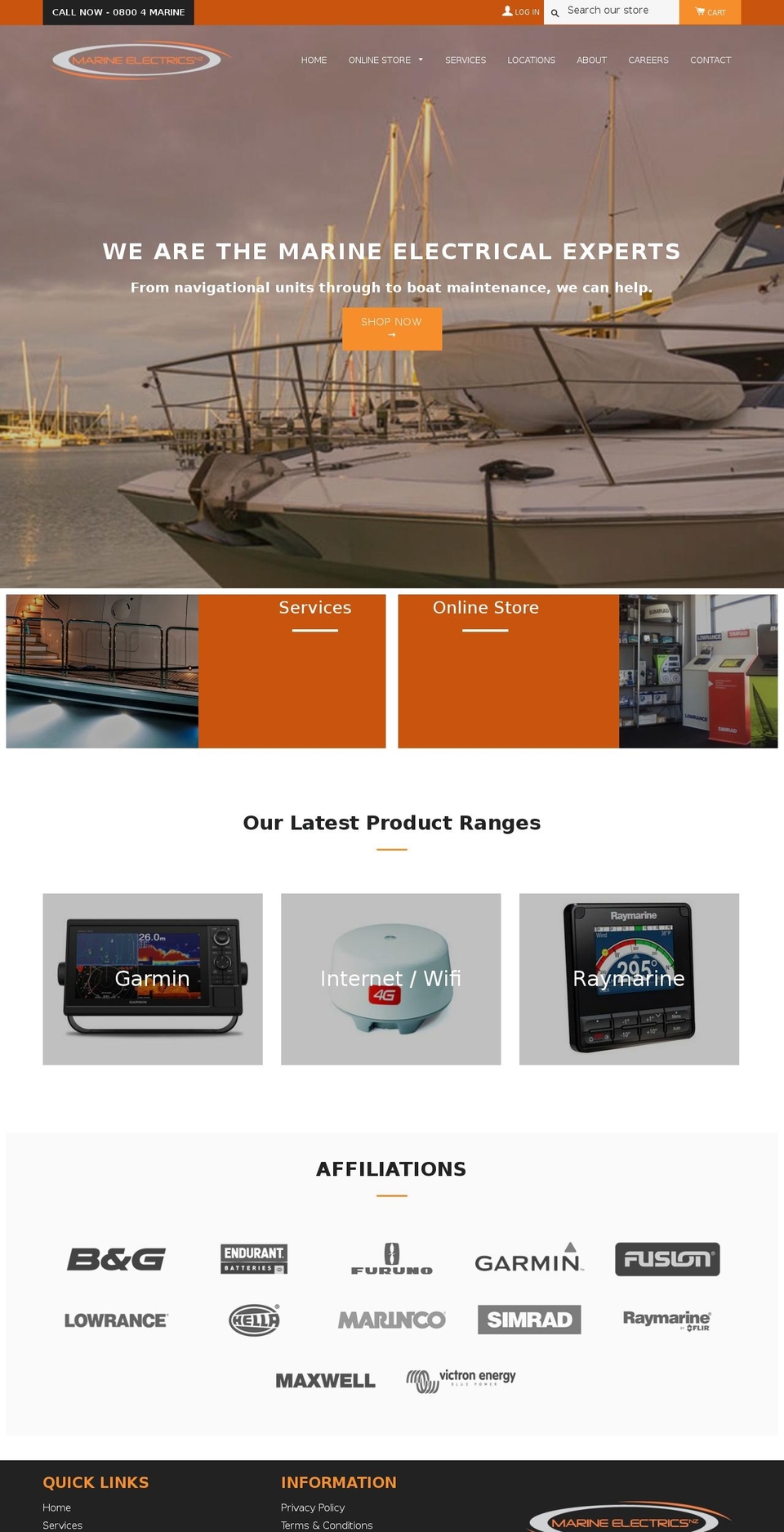 marine-electronics.co.nz shopify website screenshot