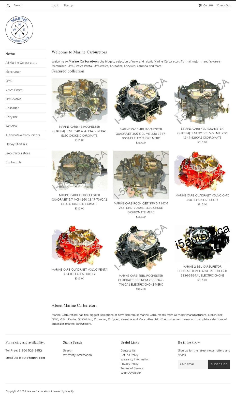 marinecarburetors.com shopify website screenshot