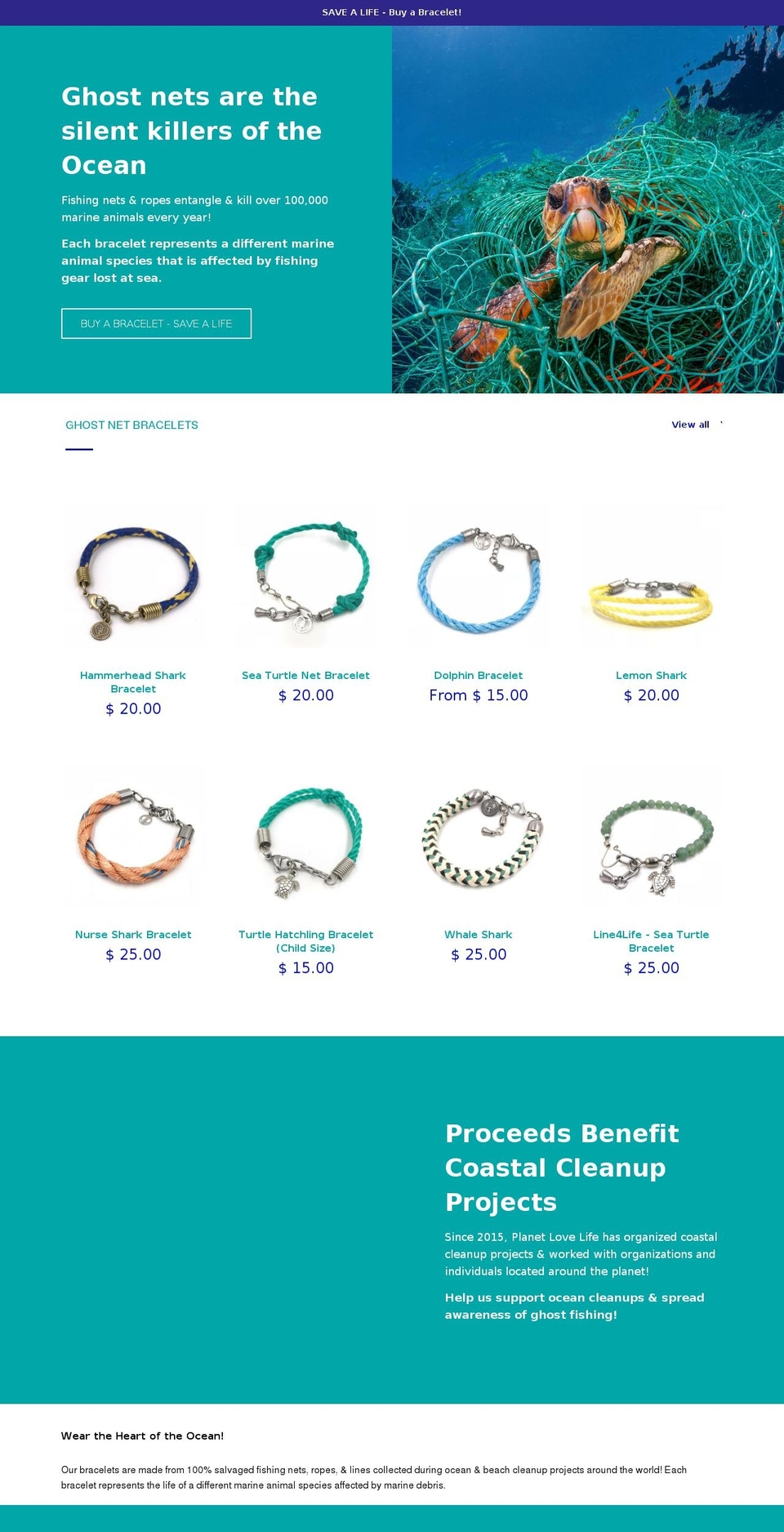 marinedebrisbracelet.com — Shopify storefront screenshot