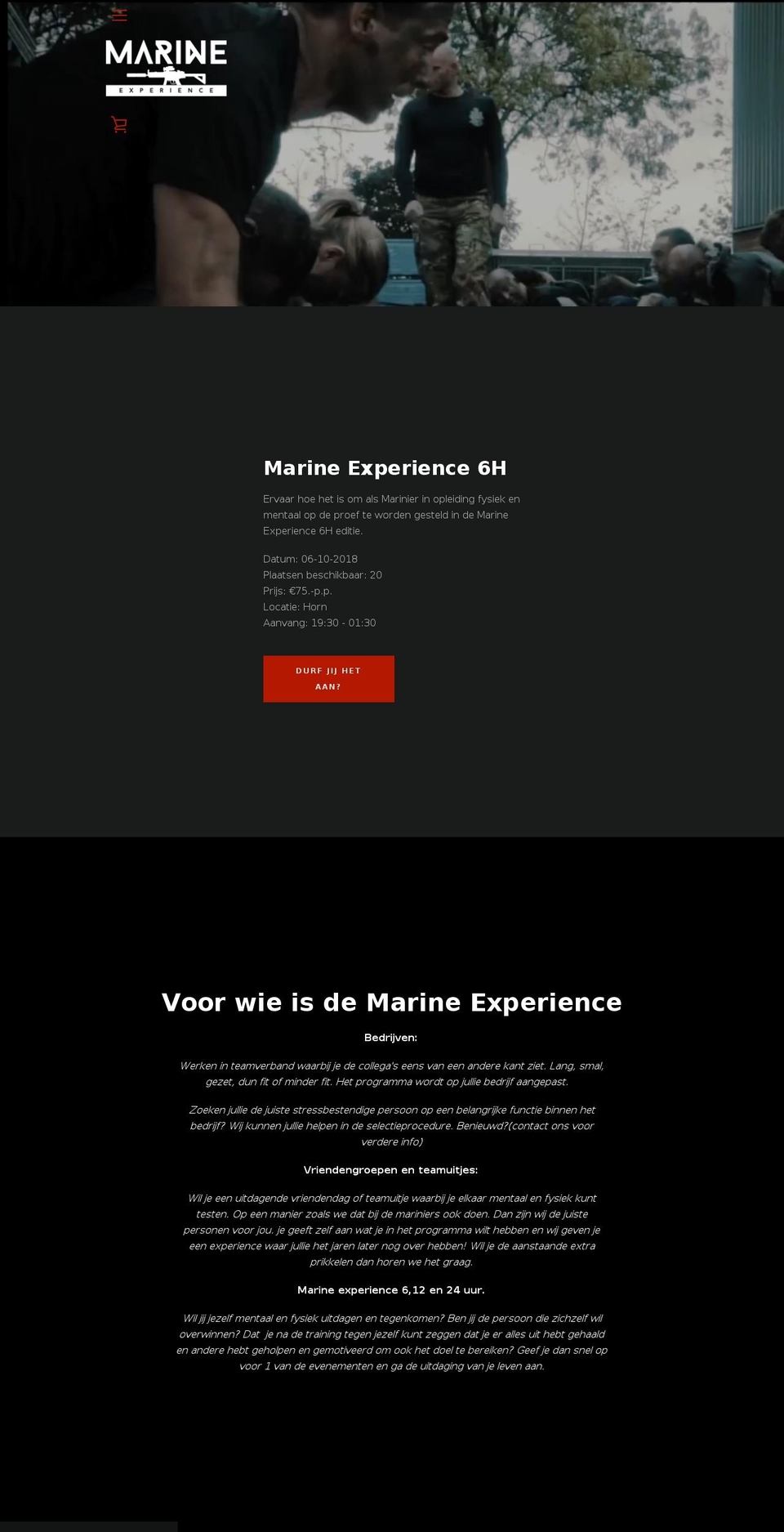 marineexperience.nl shopify website screenshot