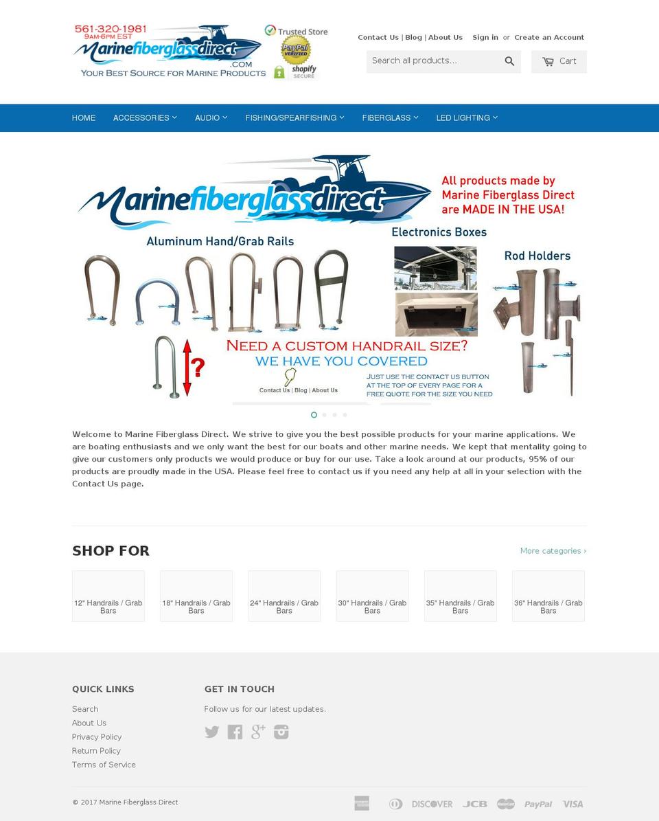 marinefiberglassdirect.com shopify website screenshot
