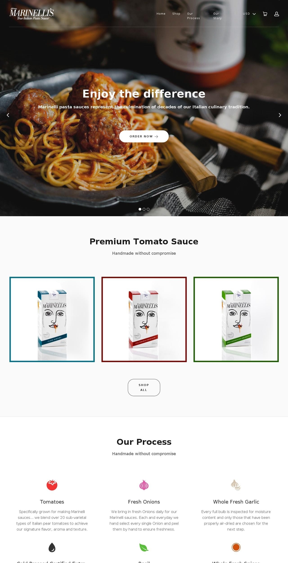 marinellitrue.com — Shopify storefront screenshot