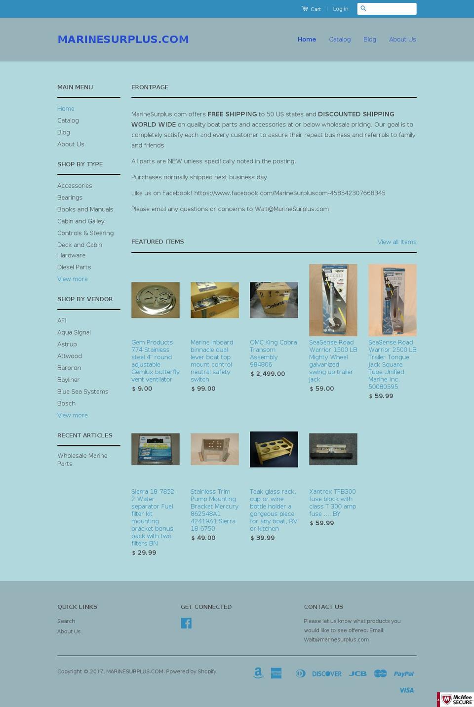 marinesurplus.com shopify website screenshot