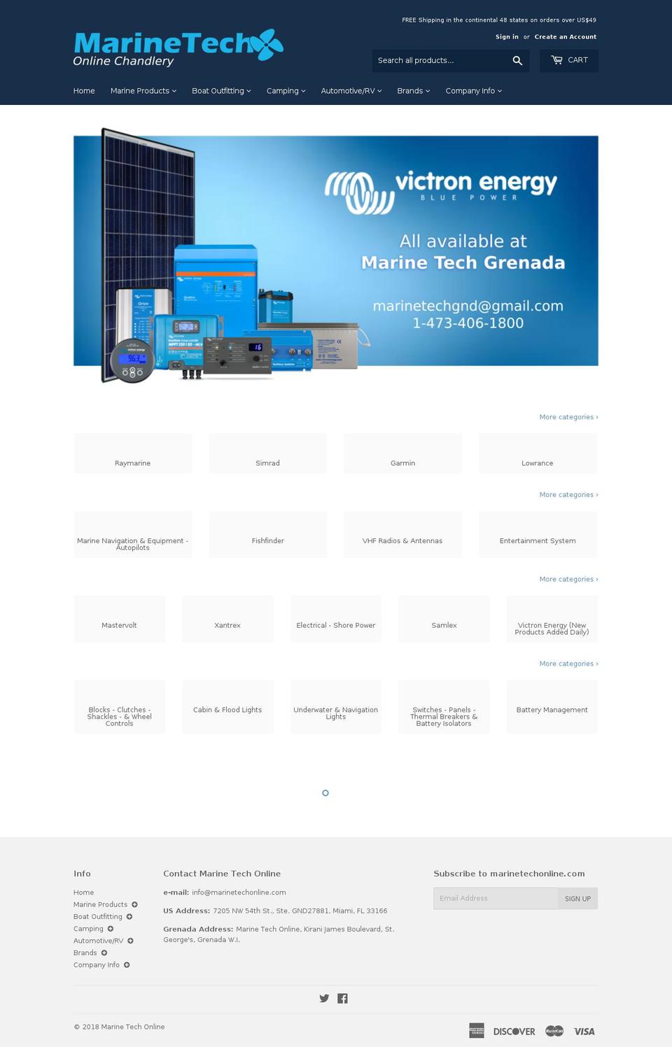 marinetechonline.com — Shopify storefront screenshot