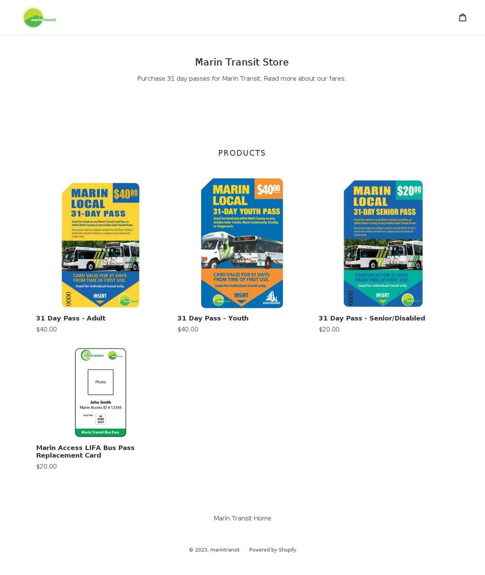 marintransit.myshopify.com shopify website screenshot