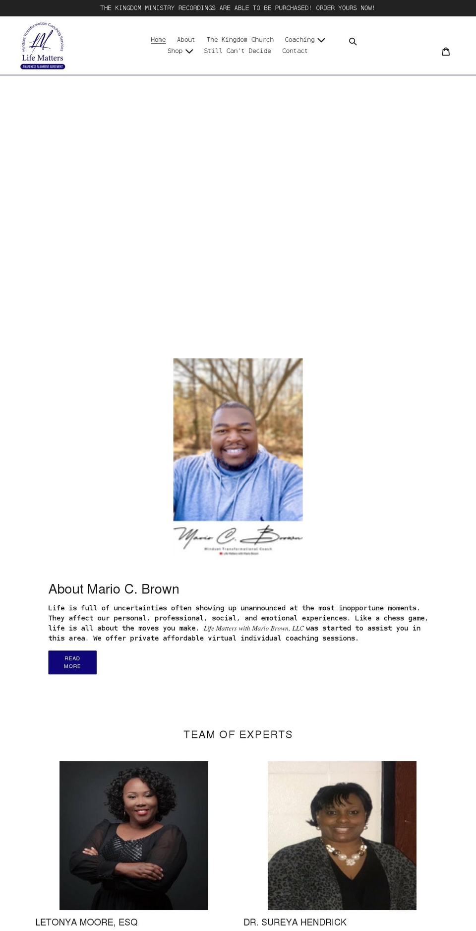 mariocbrown.org shopify website screenshot