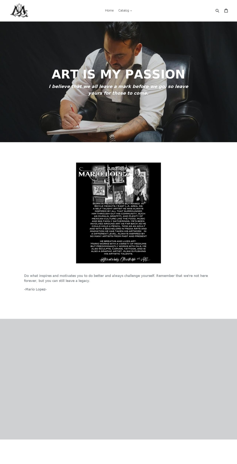 mariolopezart.com shopify website screenshot