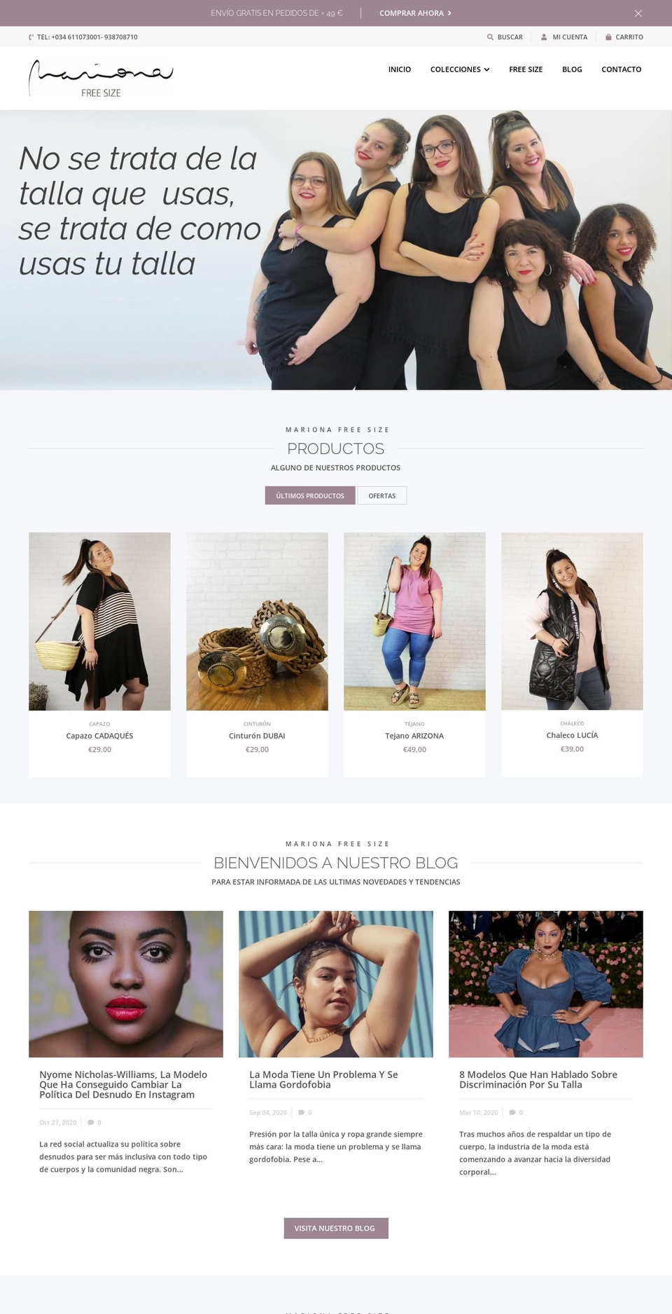 Moltestore home Shopify theme site example marionafreesize.com