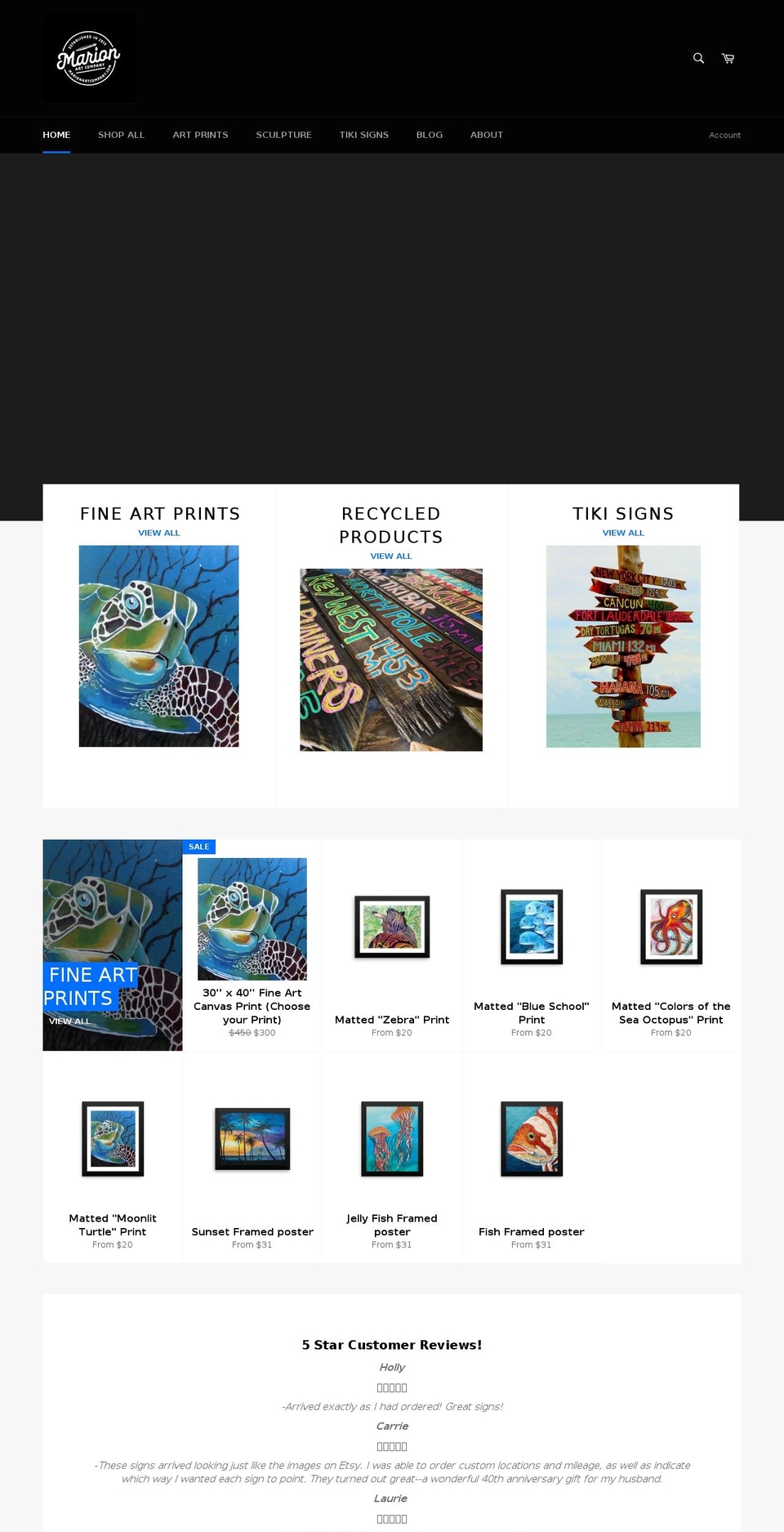 marionsartwork.com — Shopify storefront screenshot